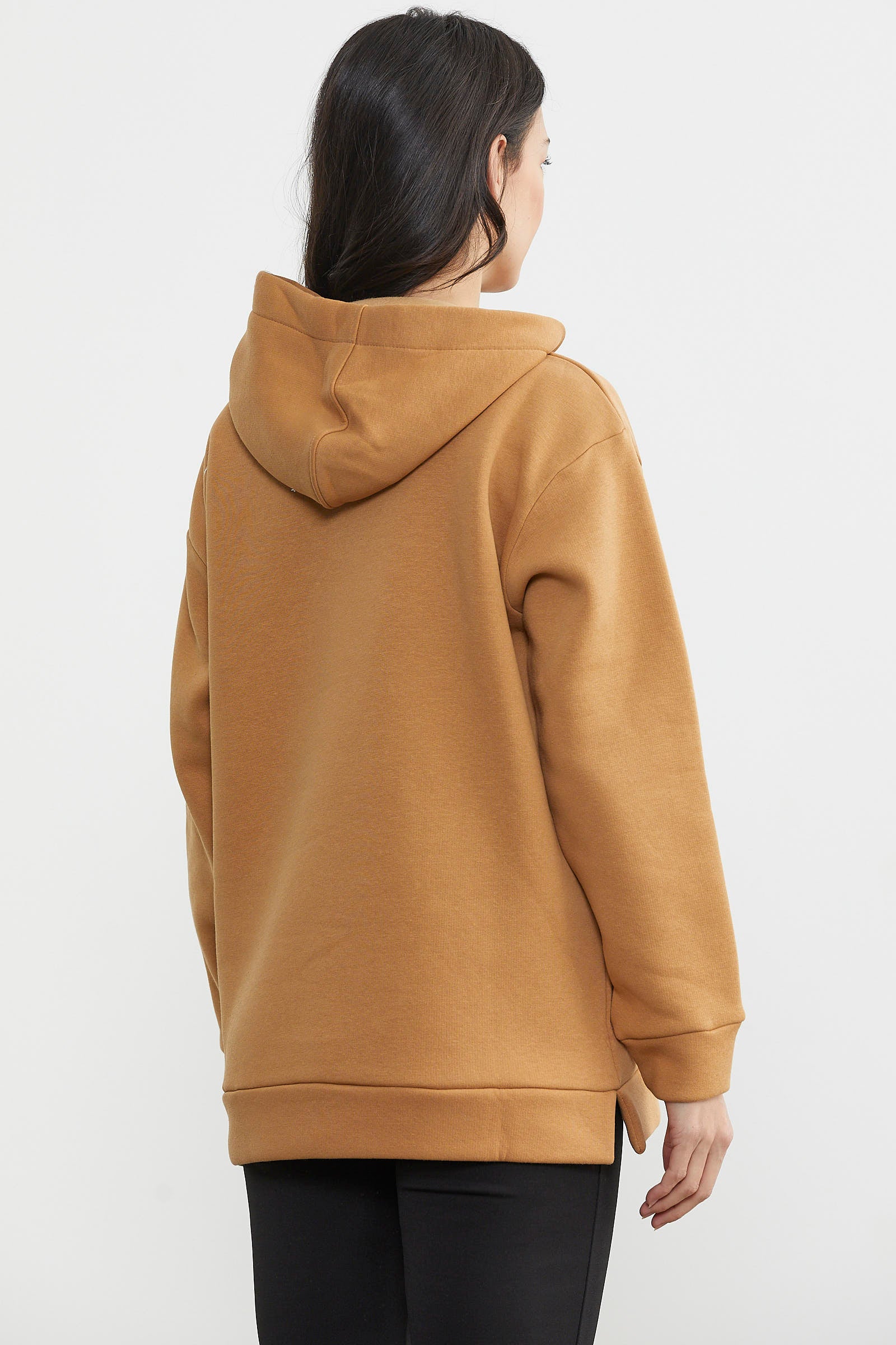 Kapüşonlu İçi Pamuklu Kalın Sweatshirt - Kamel (5) Sementa