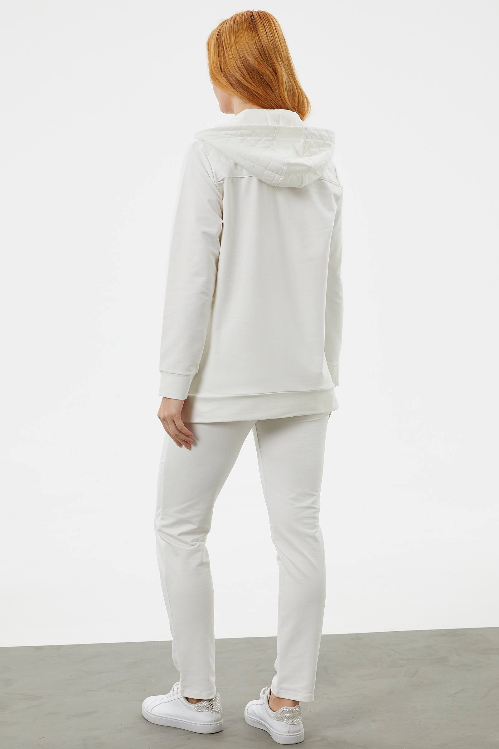 Kapüşonlu Kapitone Detaylı Eşofman Takım - Ekru (6) Sementa