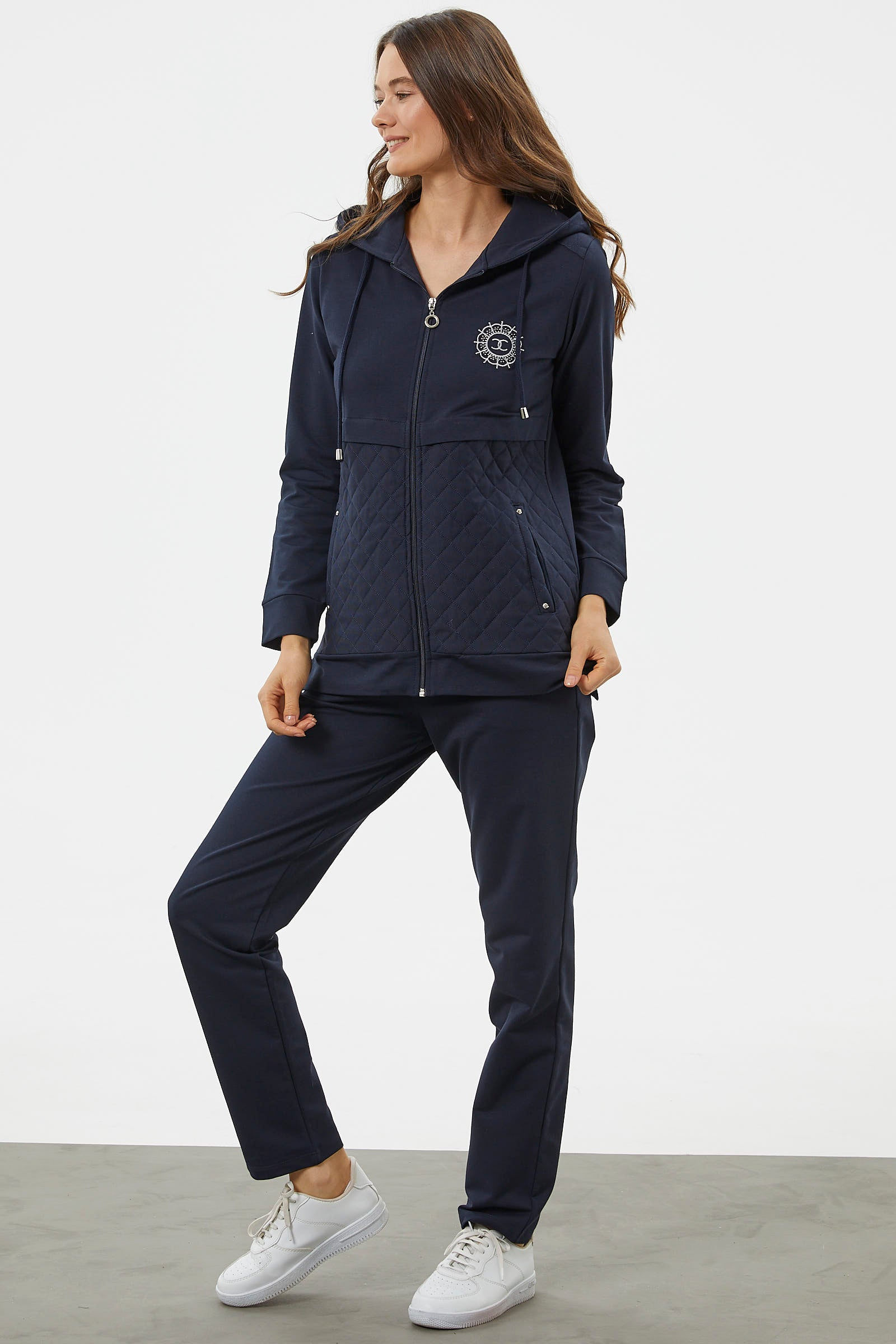 Kapüşonlu Kapitone Detaylı Eşofman Takım - Lacivert (4) Sementa