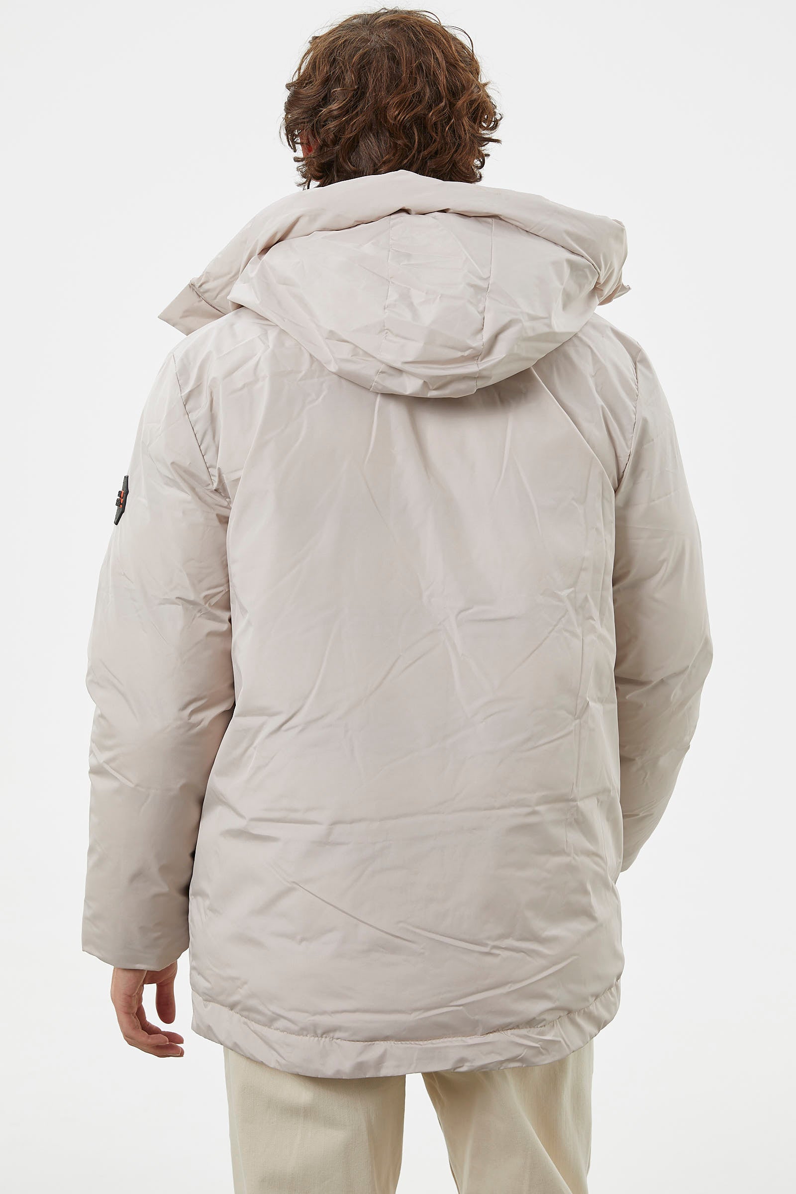 Kapüşonlu Kol Detaylı Şişme Mont - Taş (8) Sementa