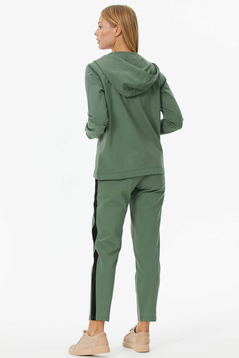 Kapüşonlu Metal Fermuar Detaylı Eşofman Takım - Yeşil (6) Sementa