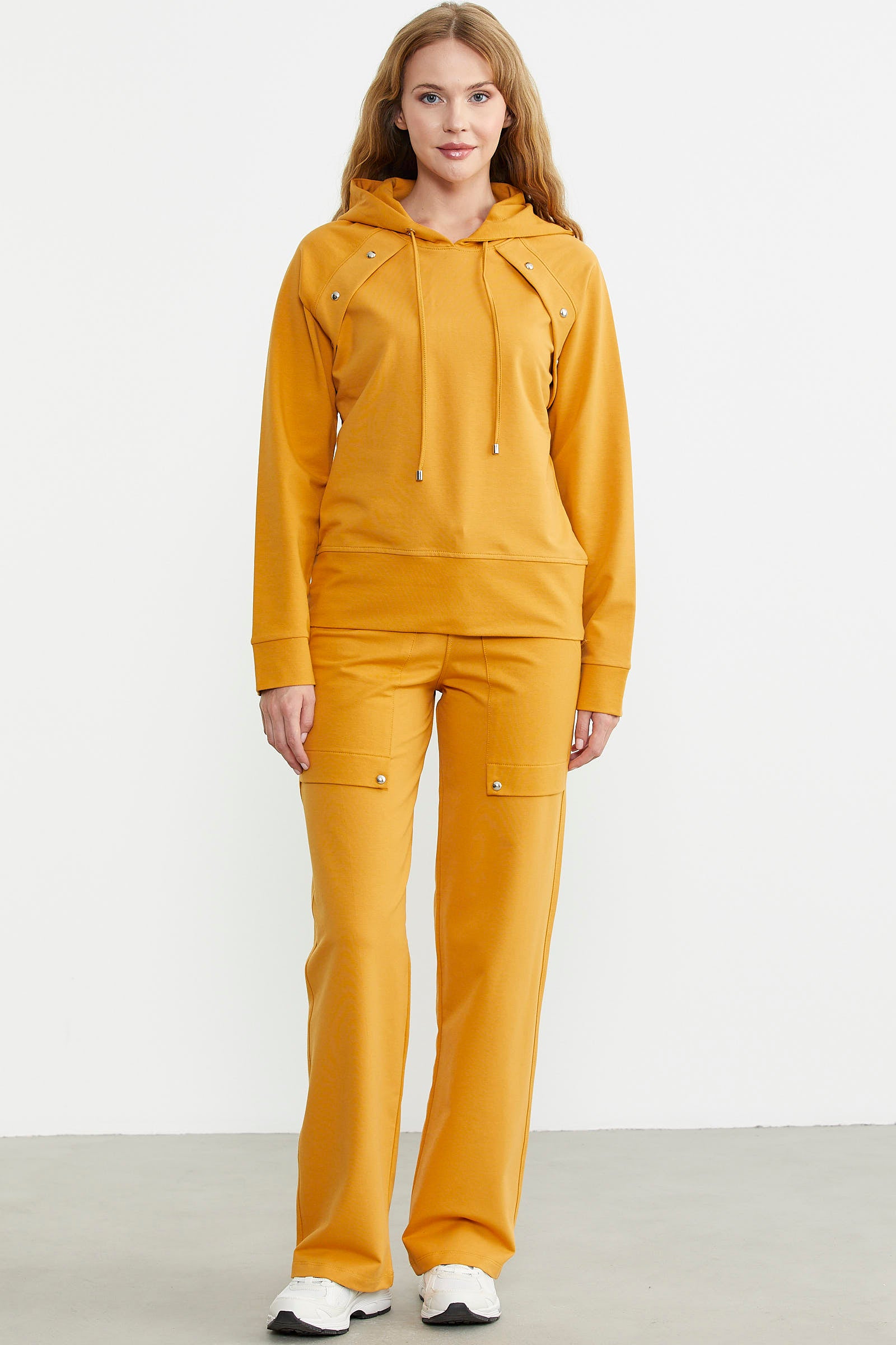 Kapüşonlu Oversize Eşofman Takım - Hardal - Sementa