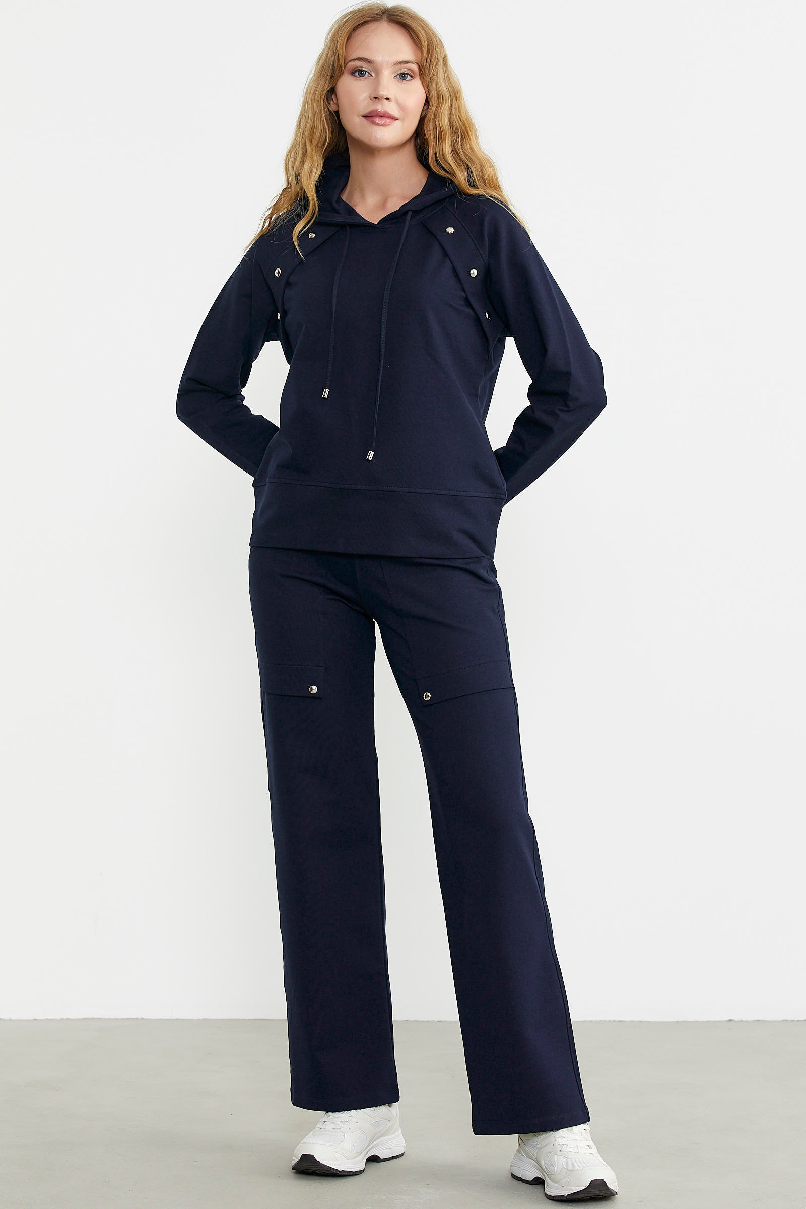 Kapüşonlu Oversize Eşofman Takım - Lacivert - Sementa