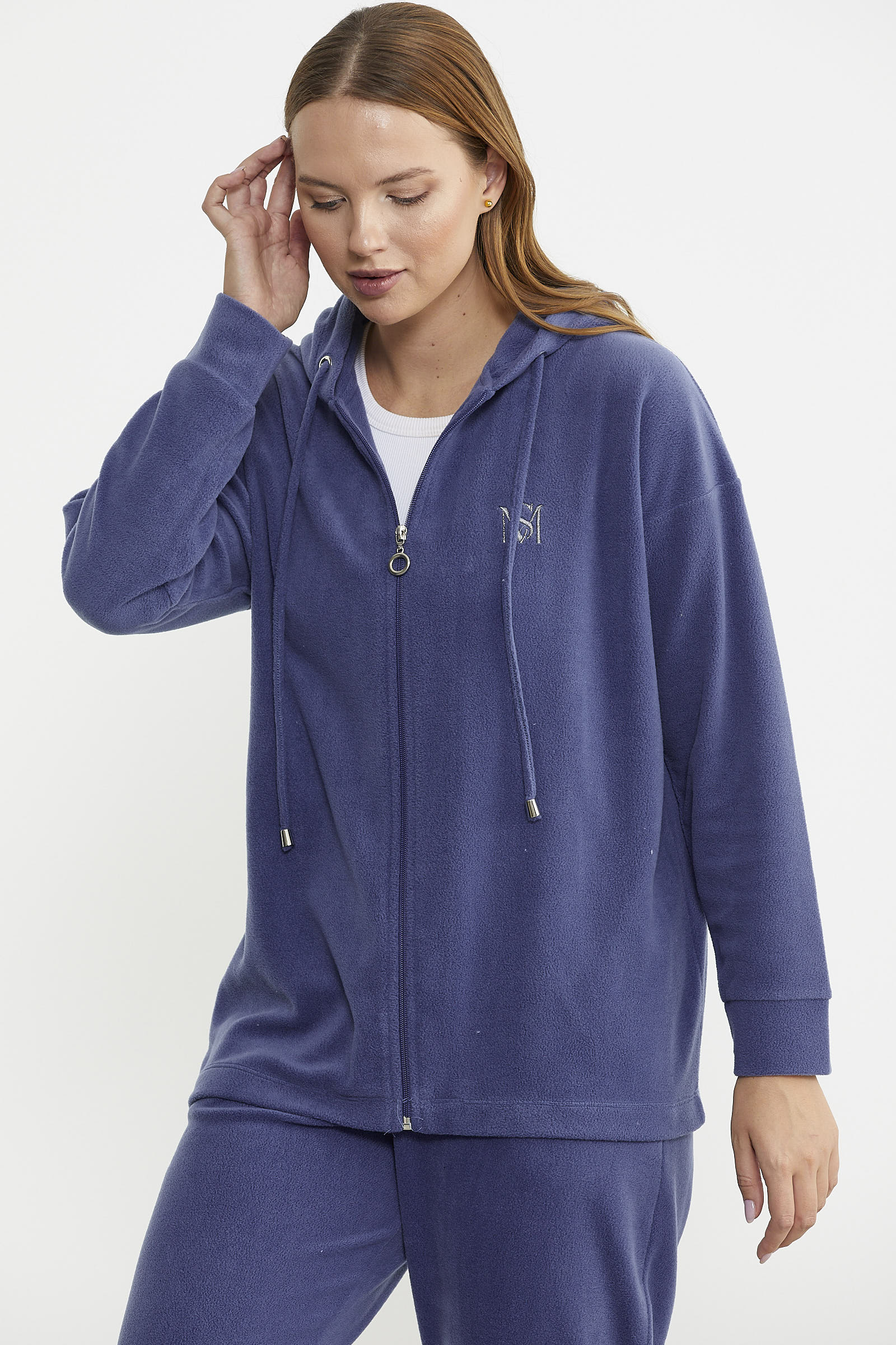 Kapüşonlu Polar Tunik Eşofman Takım - Indigo - Sementa