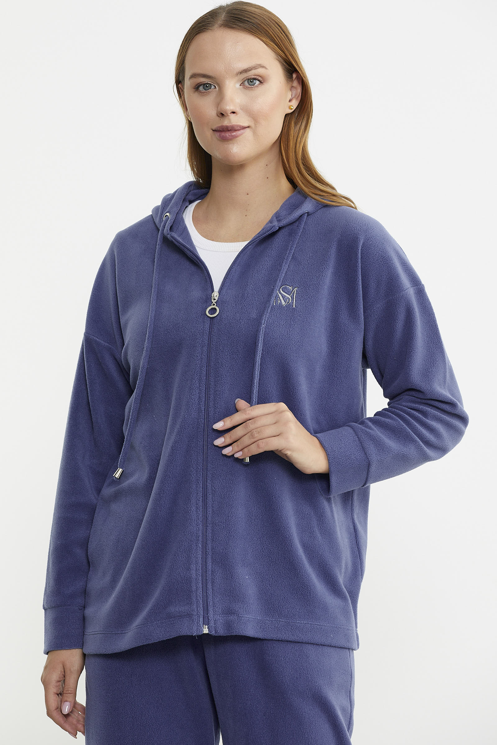 Kapüşonlu Polar Tunik Eşofman Takım - Indigo - Sementa