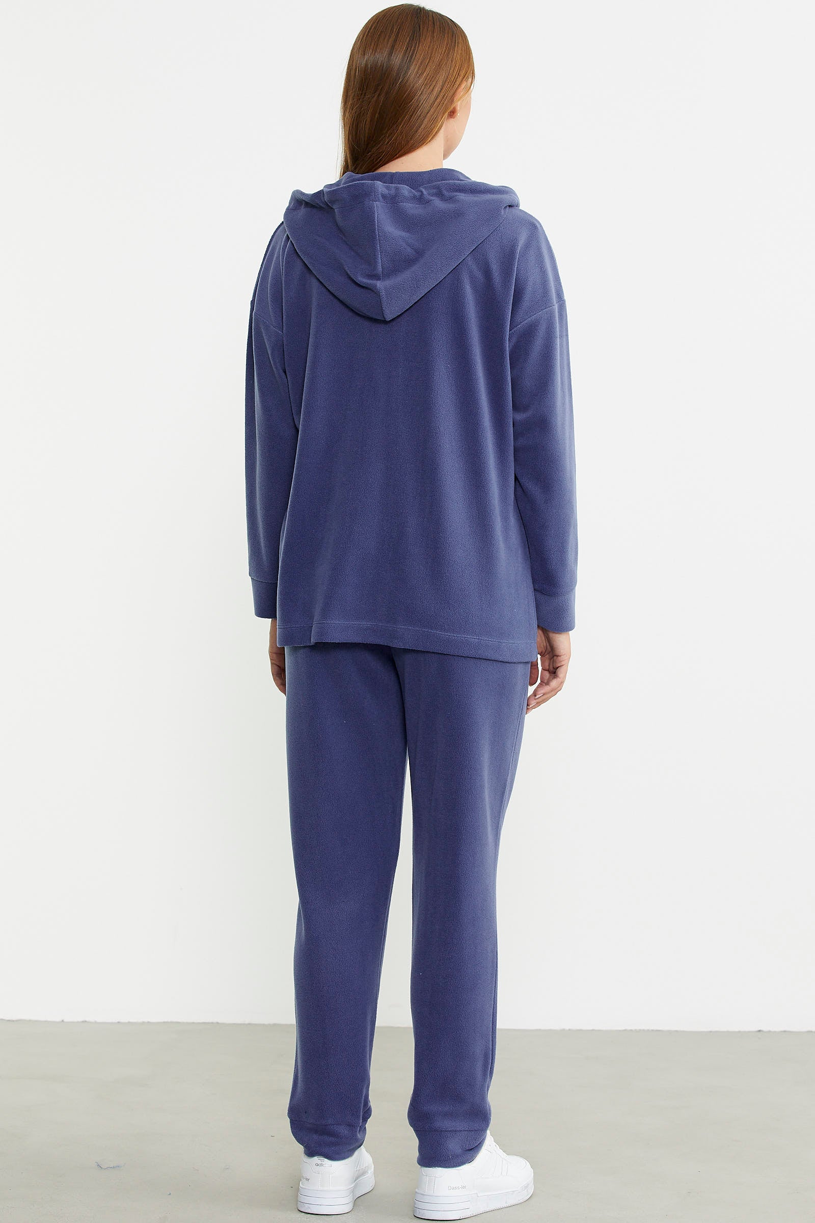 Kapüşonlu Polar Tunik Eşofman Takım - Indigo - Sementa