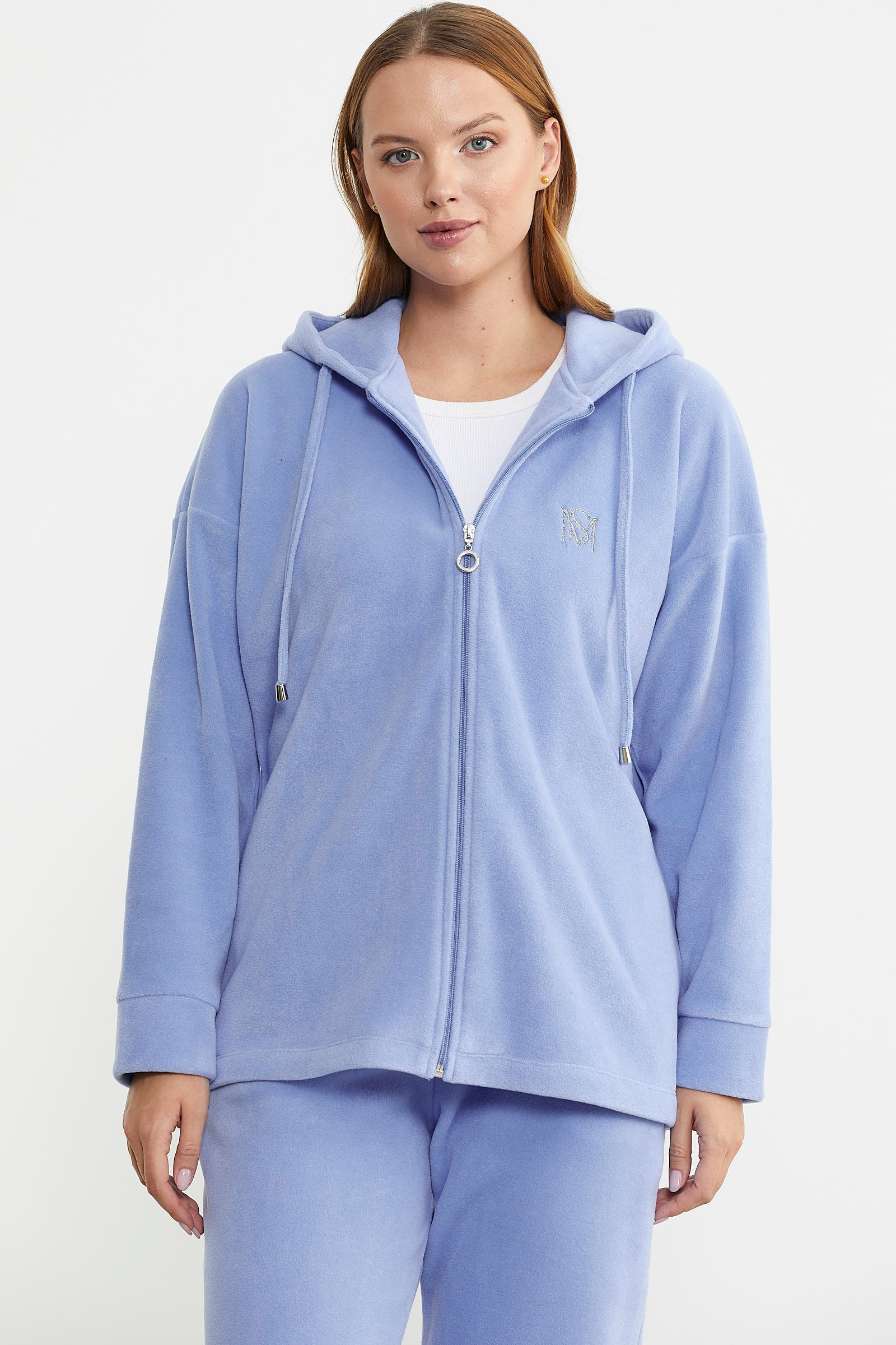 Kapüşonlu Polar Tunik Eşofman Takım - Mavi - Sementa