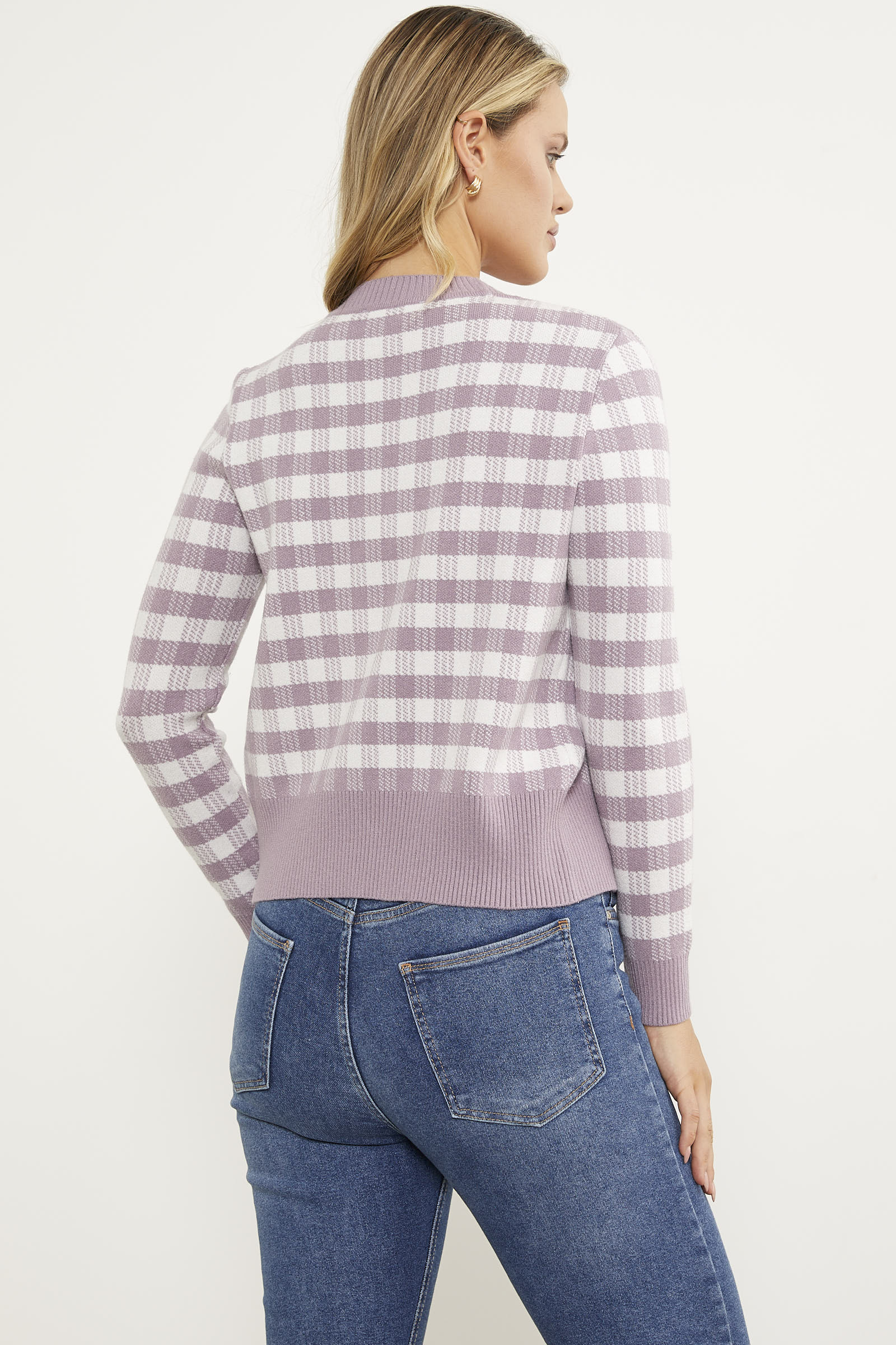 Kare Desen Bluz Hırka Triko Takım - Gül (5) Sementa