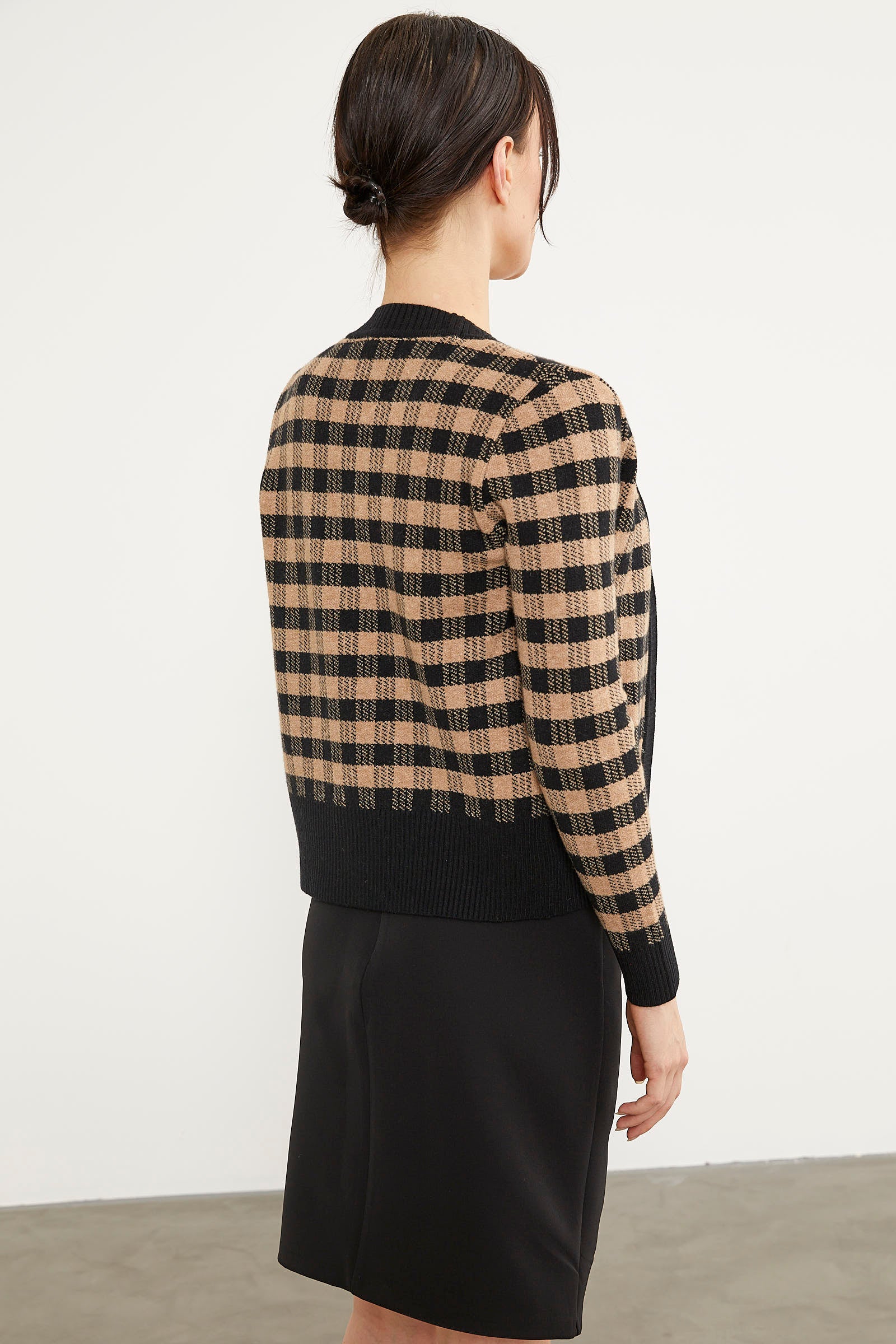 Kare Desen Bluz Hırka Triko Takım - Siyah (6) Sementa