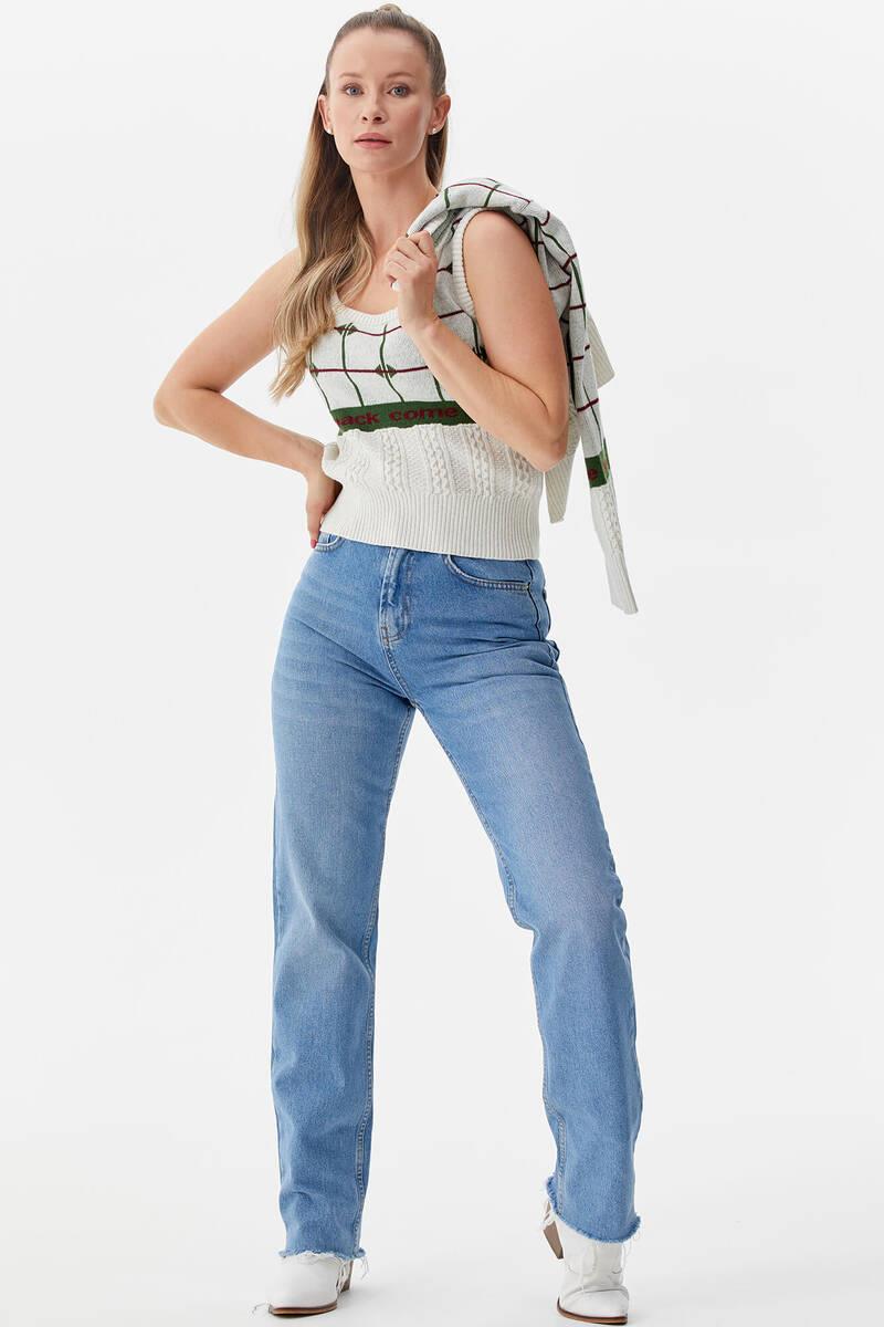 Kare Desenli Triko İkili Hırka Takım - Beyaz (5) Sementa