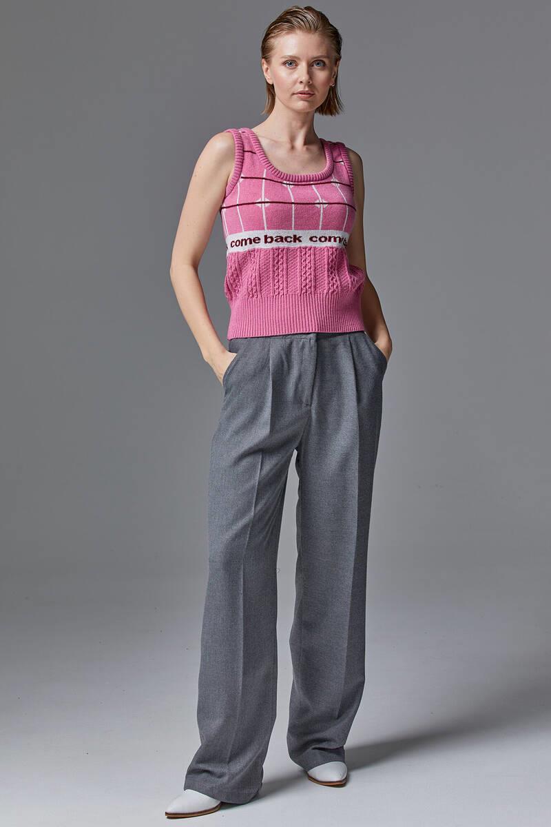 Kare Desenli Triko İkili Hırka Takım - Pembe (4) Sementa