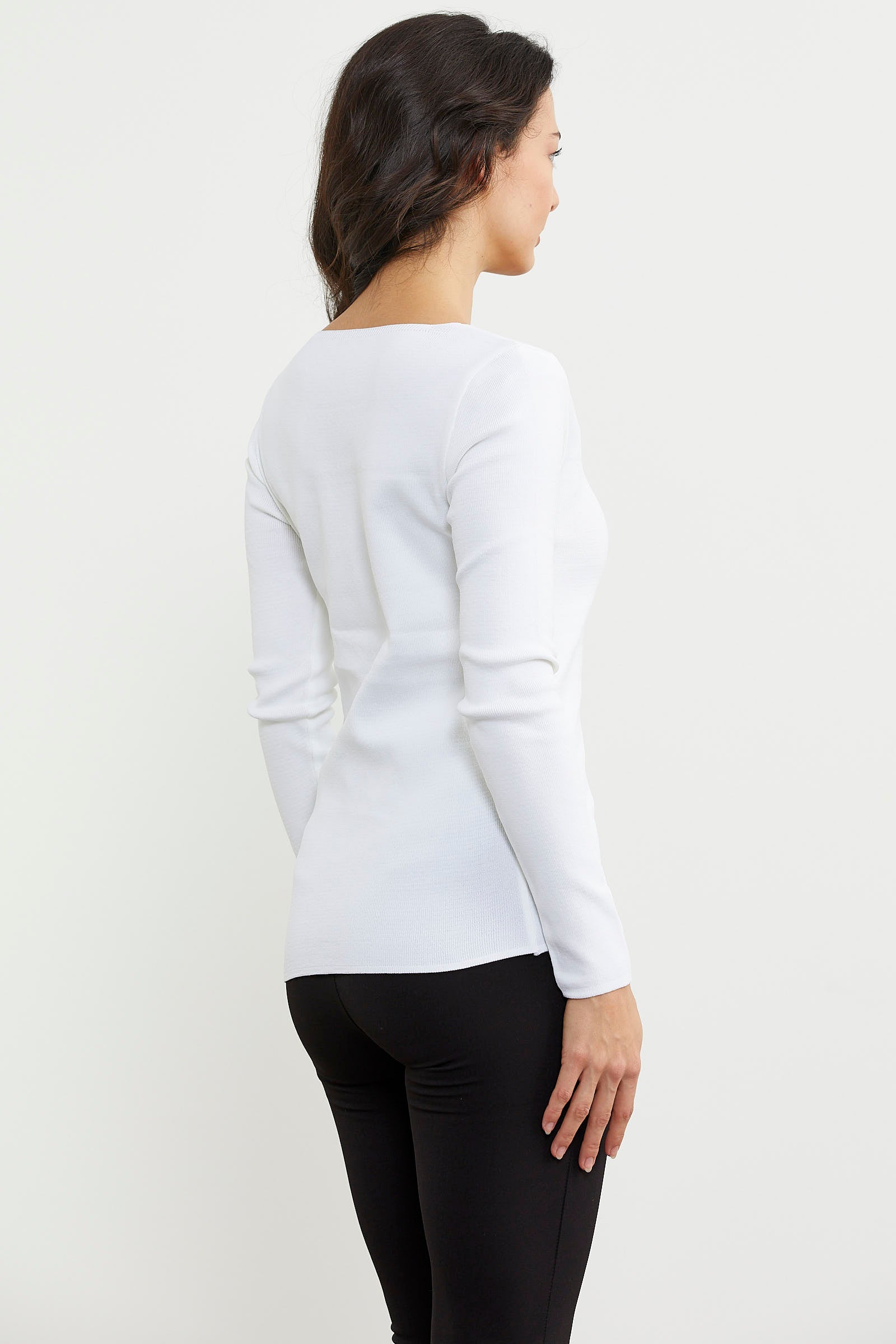 Kare Yaka Basic Triko Kazak - Kemik (5) Sementa