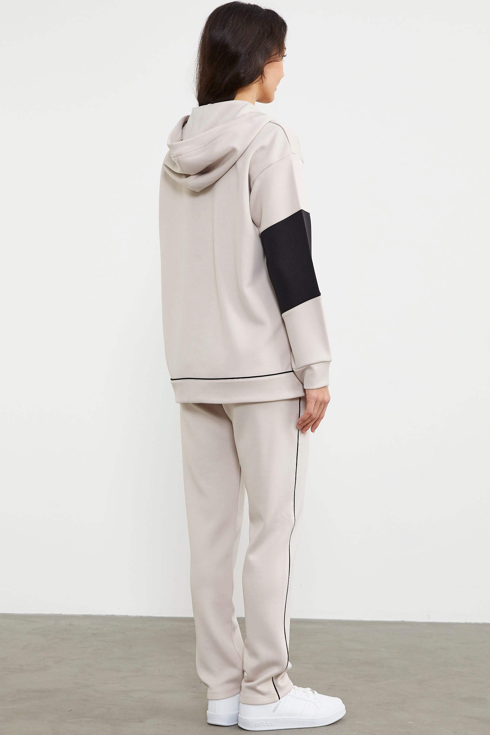 Kelebek Baskılı Oversize Scuba Eşofman Takım - Bej (7) Sementa