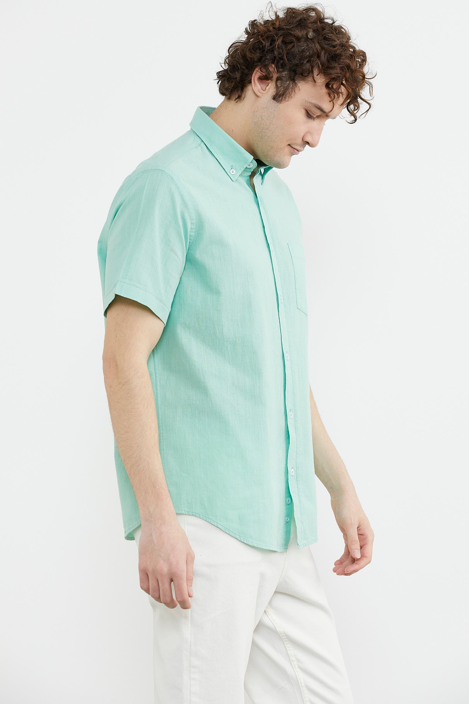 Kısa Kol Cepli Yazlık Gömlek - Mint (5) Sementa