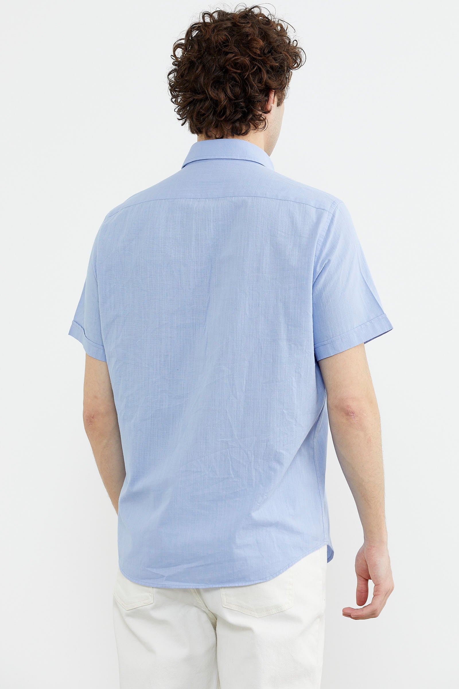 Kısa Kol Cepli Yazlık Gömlek - Orta Mavi (5) Sementa