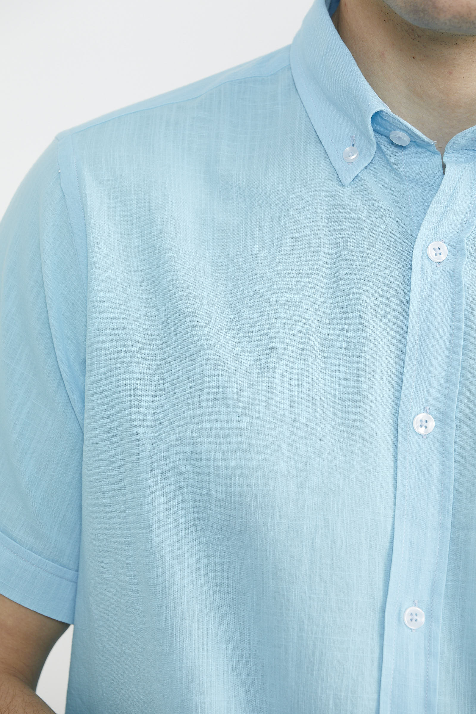 Kısa Kol Cepli Yazlık Gömlek - Turkuaz (6) Sementa