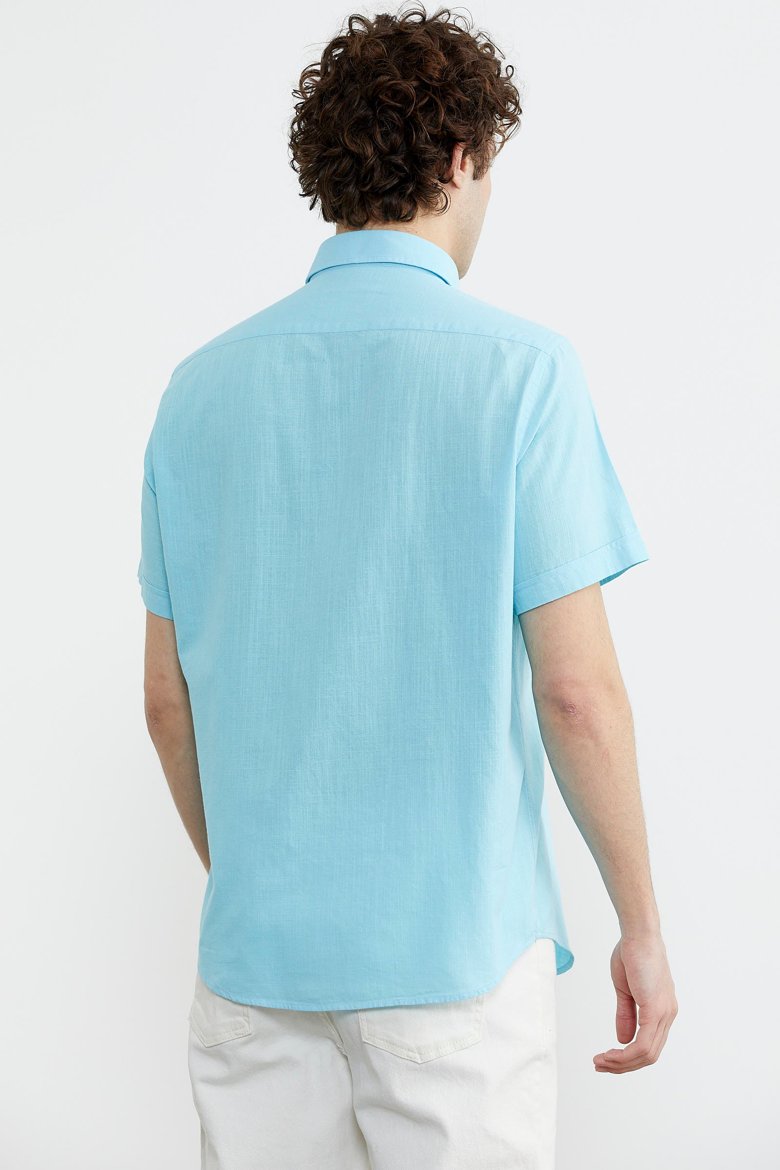 Kısa Kol Cepli Yazlık Gömlek - Turkuaz (7) Sementa