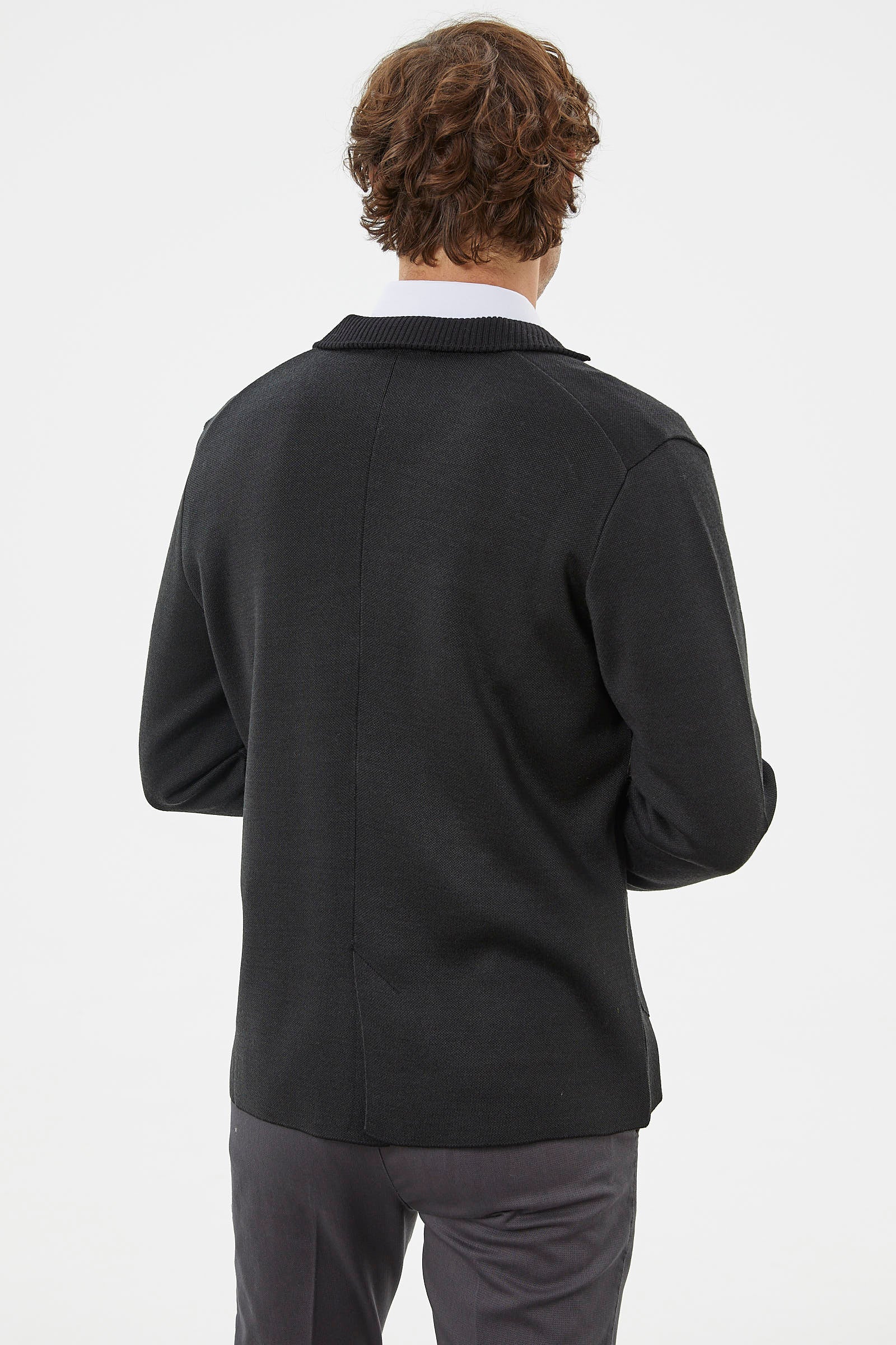 Klasik Cep Detaylı Triko Ceket - Siyah (5) Sementa