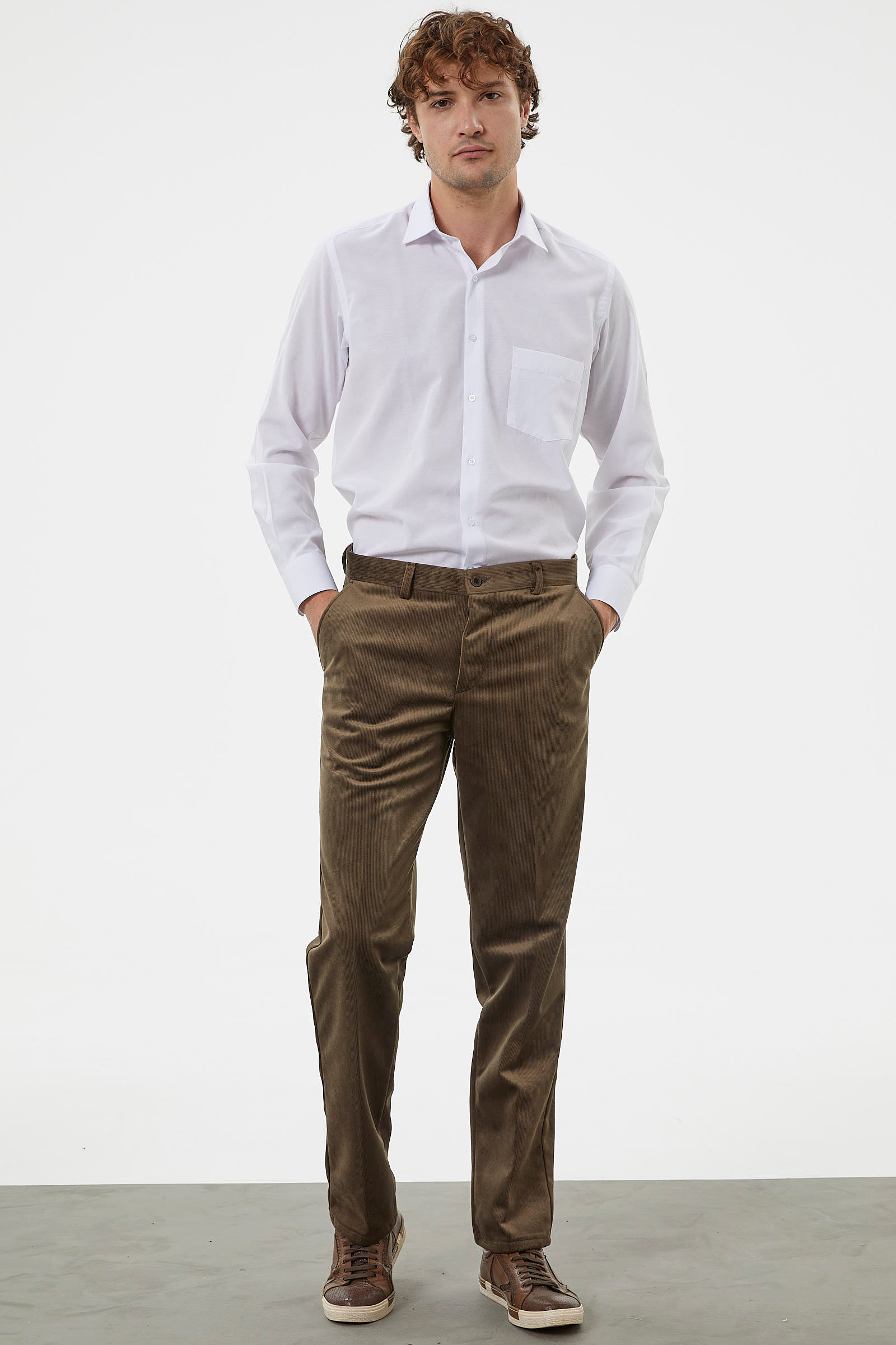 Klasik Chino Kadife Pantolon - Bej (1) Sementa