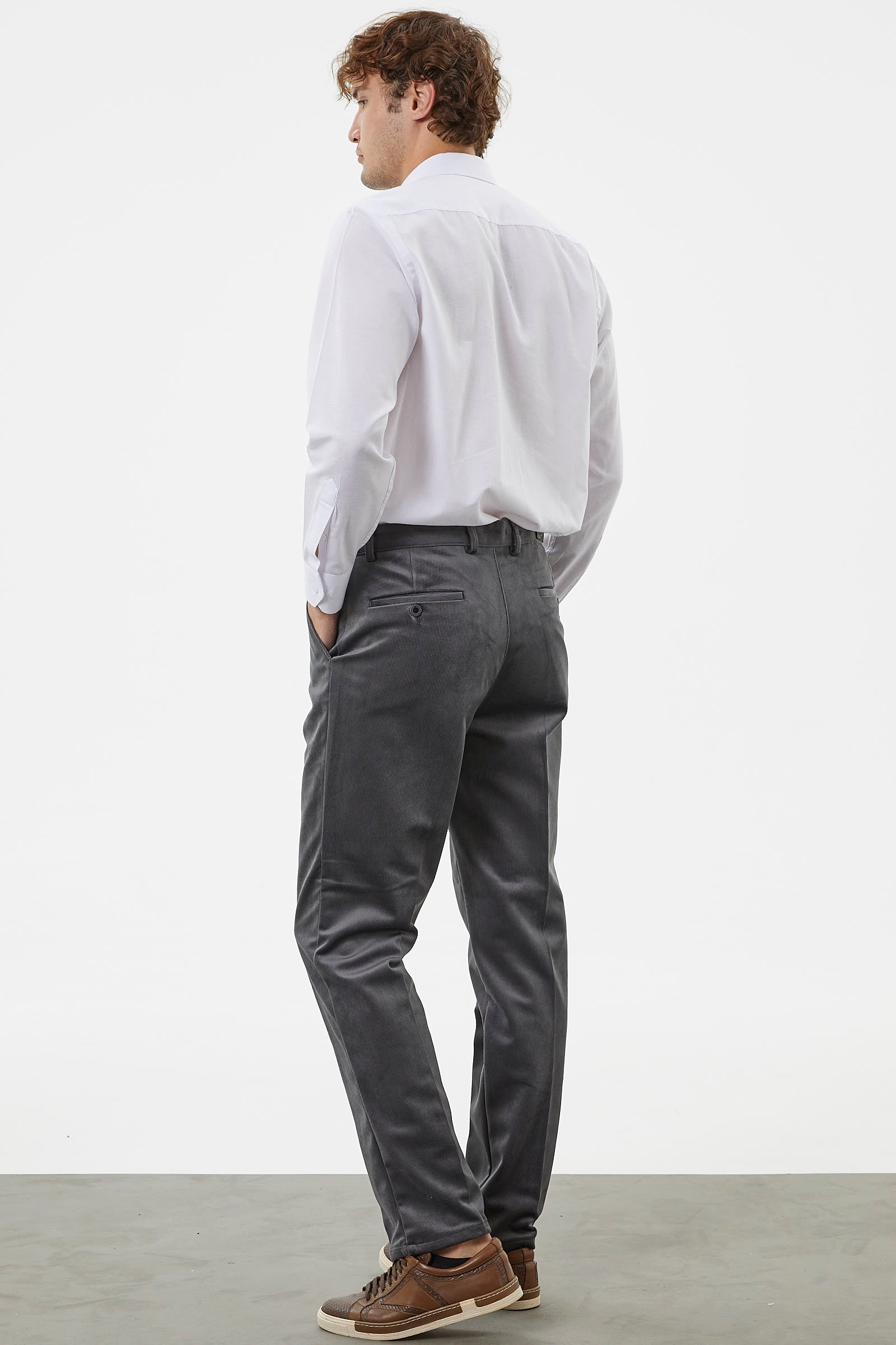 Klasik Chino Kadife Pantolon - Gri (6) Sementa