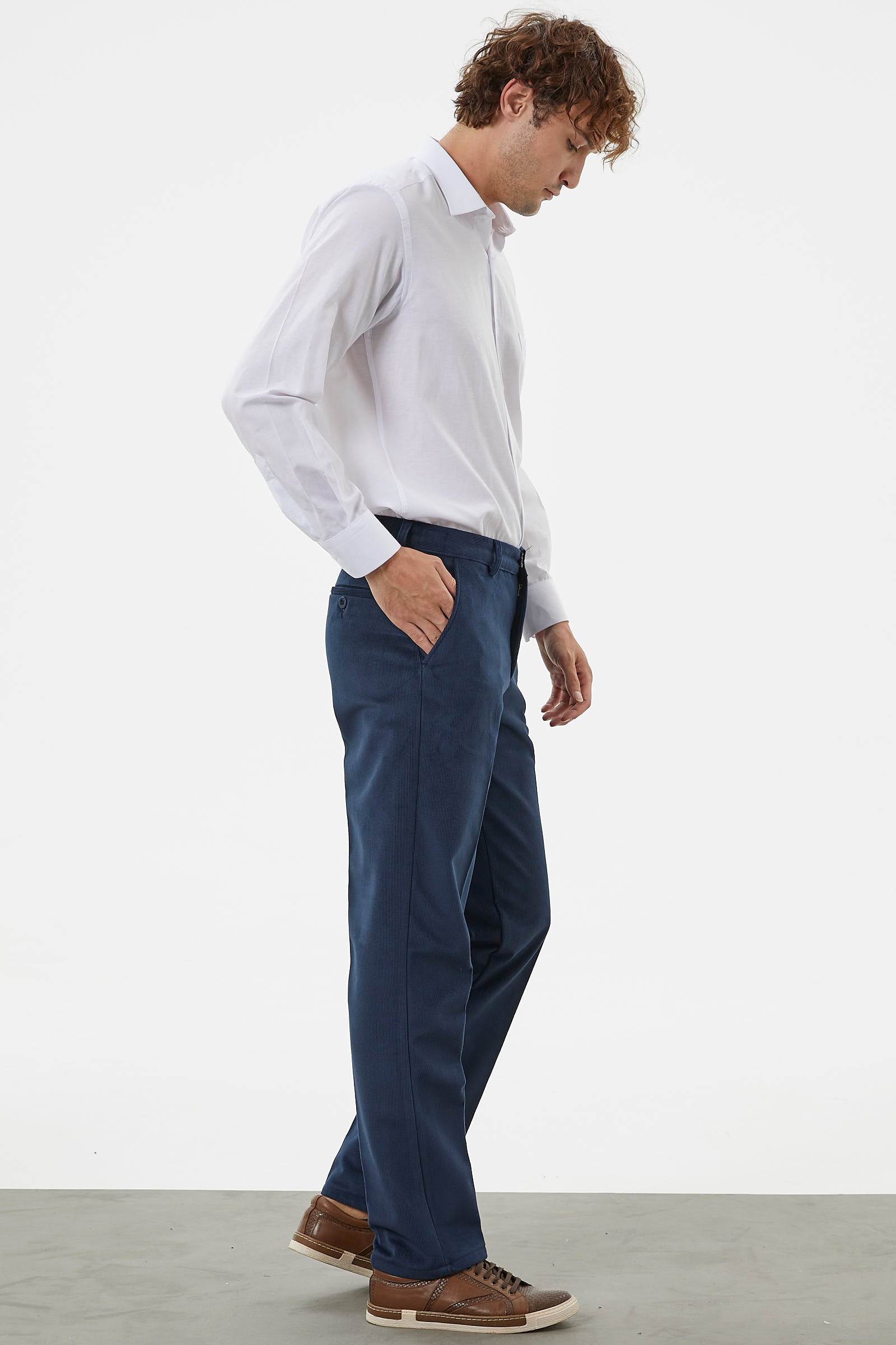 Klasik Chino Kadife Pantolon - Lacivert (2) Sementa