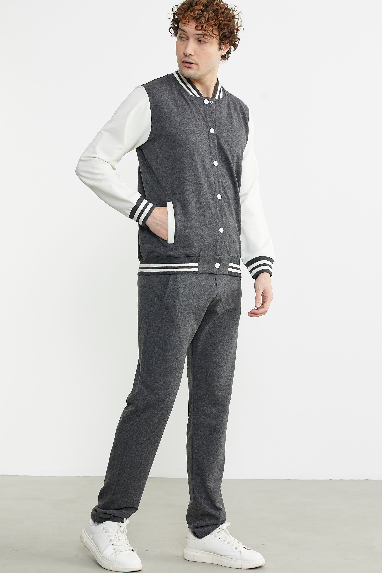 Kolej Yaka Cepli Eşofman Takım - Antrasit - Sementa