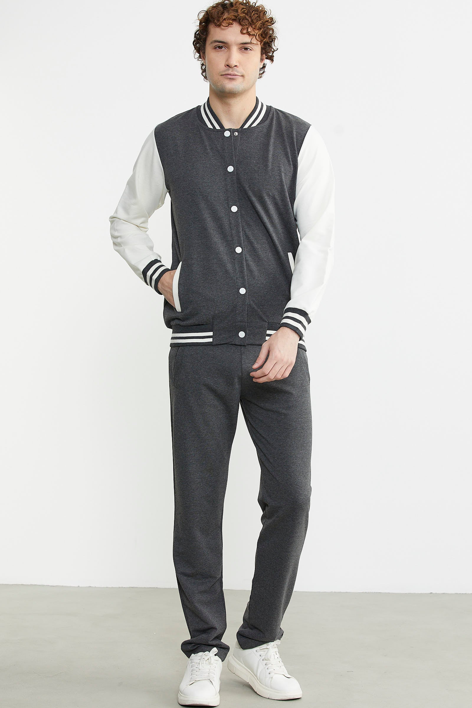 Kolej Yaka Cepli Eşofman Takım - Antrasit - Sementa