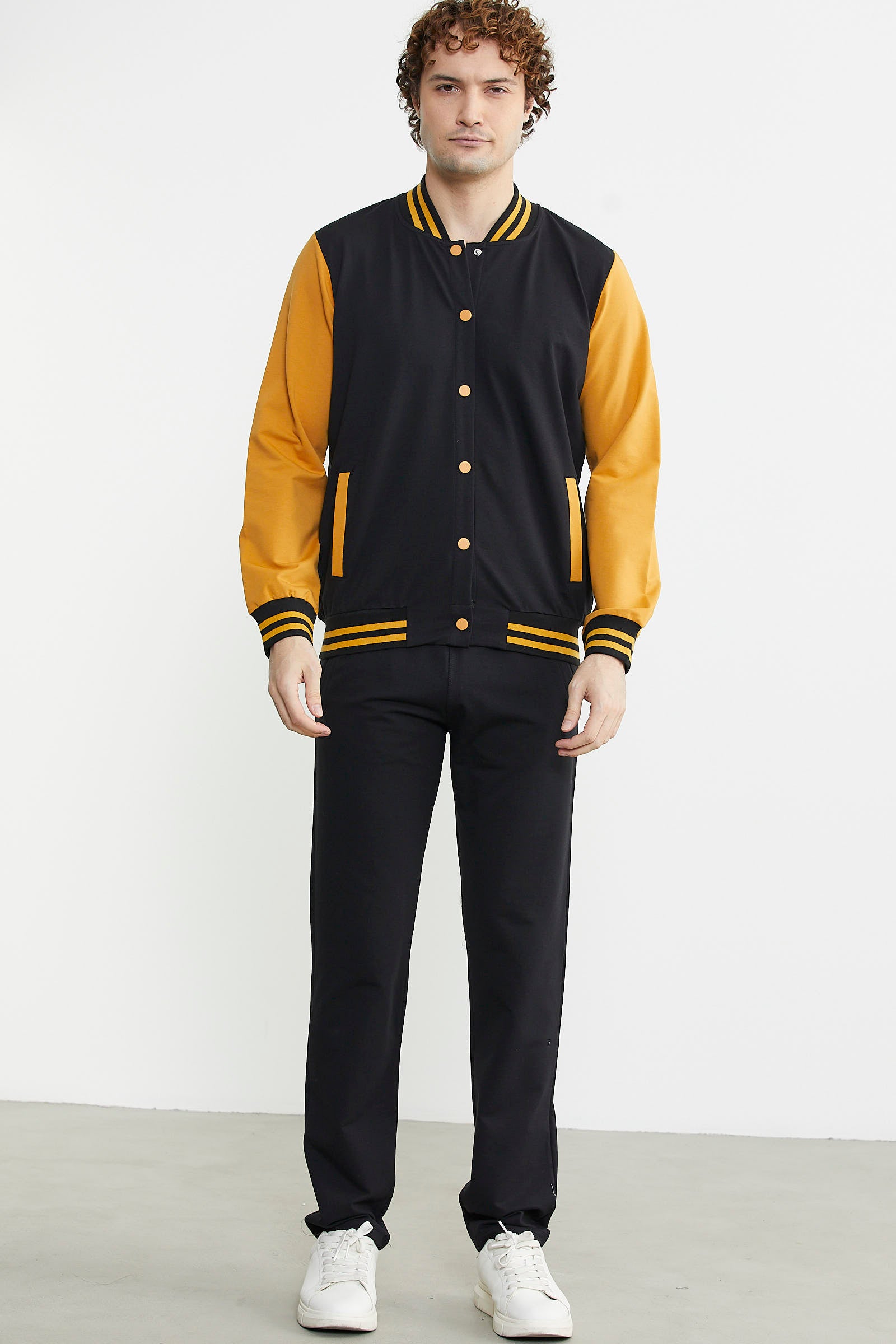 Kolej Yaka Cepli Eşofman Takım - Siyah - Sementa