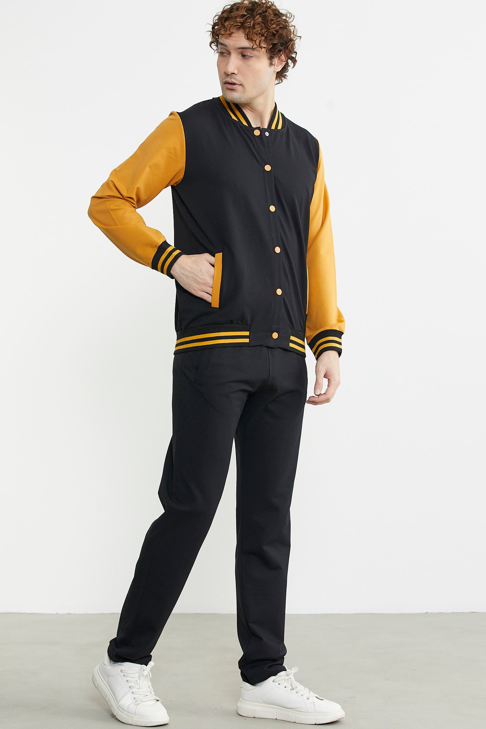 Kolej Yaka Cepli Eşofman Takım - Siyah - Sementa