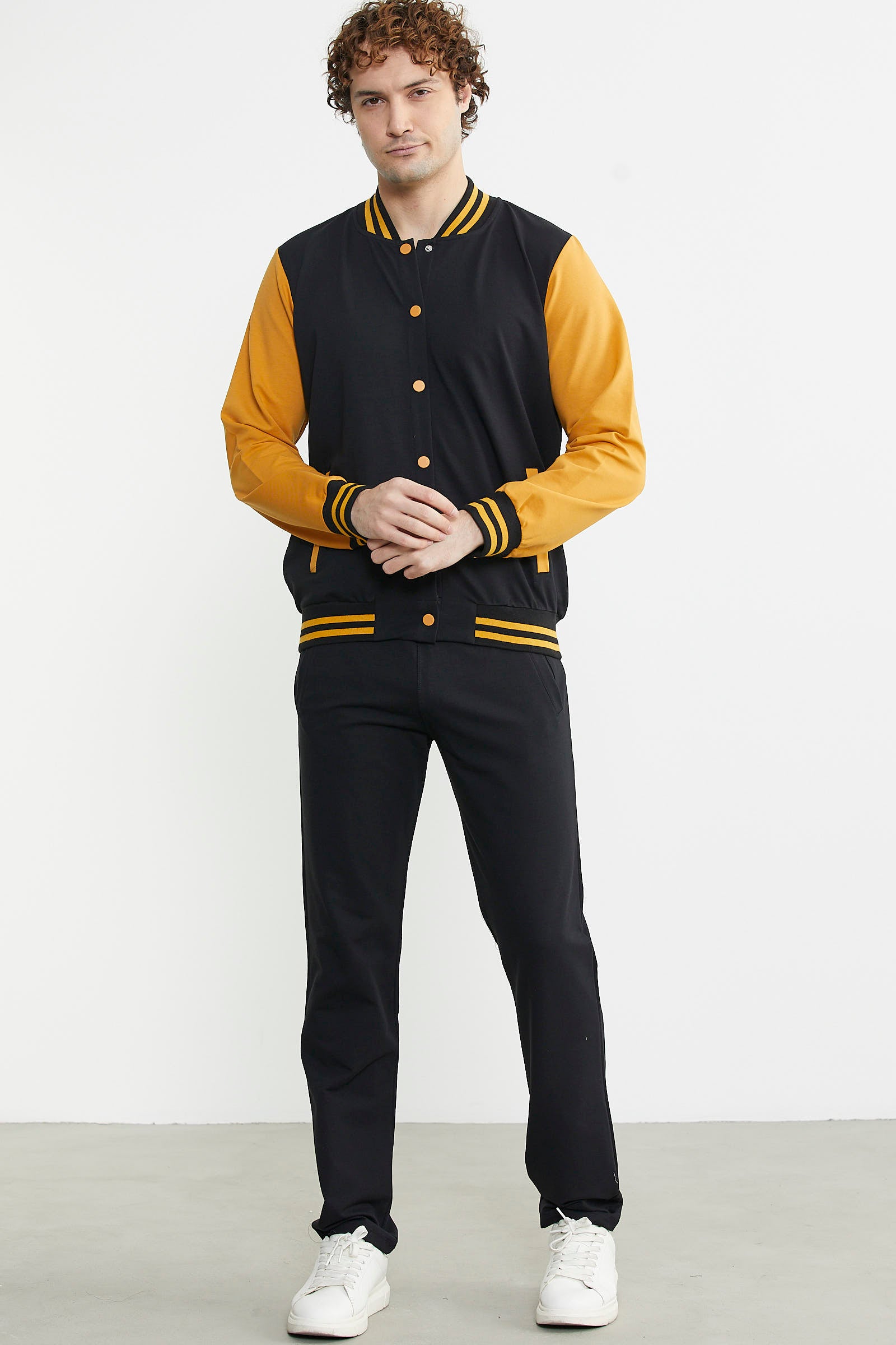 Kolej Yaka Cepli Eşofman Takım - Siyah - Sementa