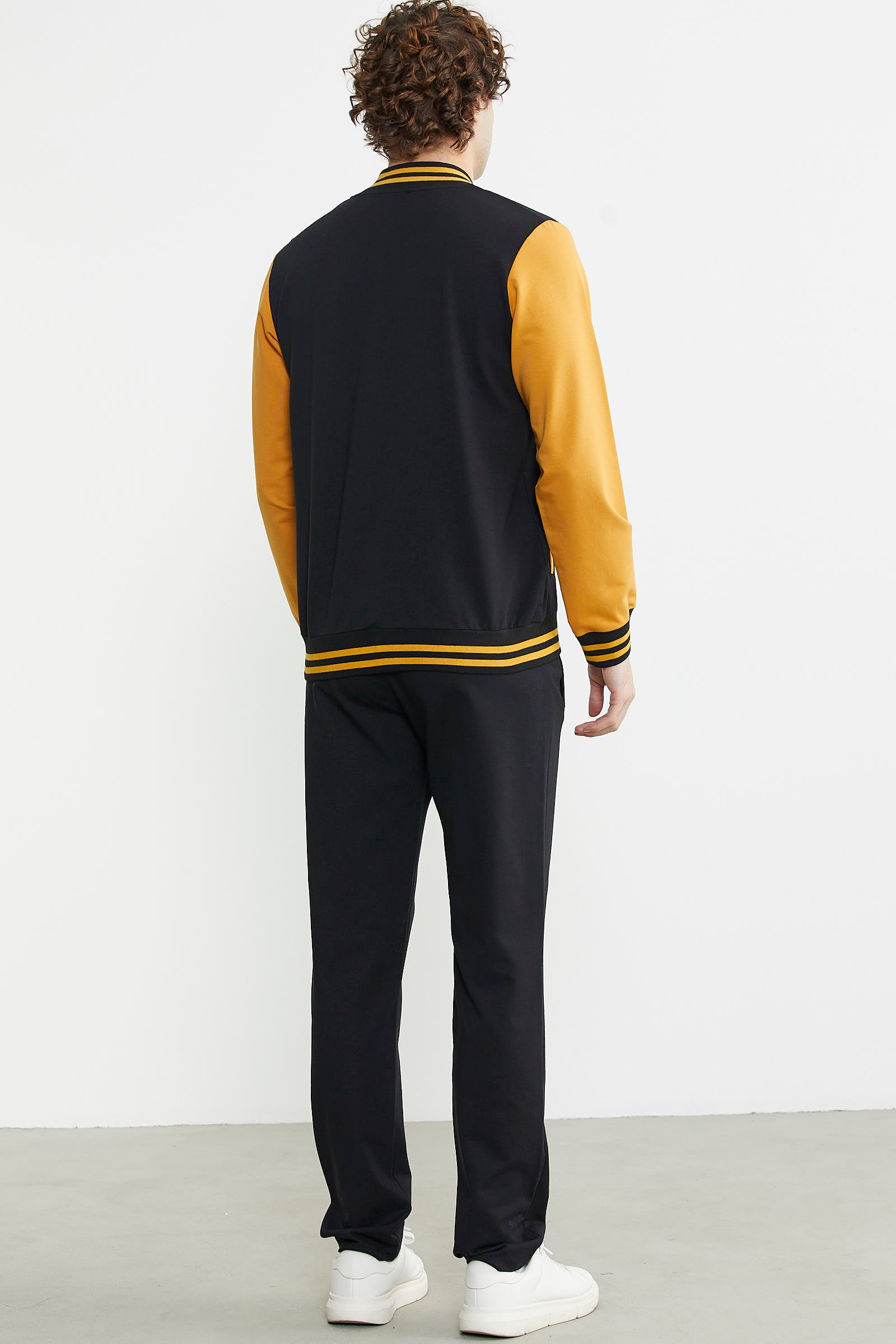 Kolej Yaka Cepli Eşofman Takım - Siyah - Sementa