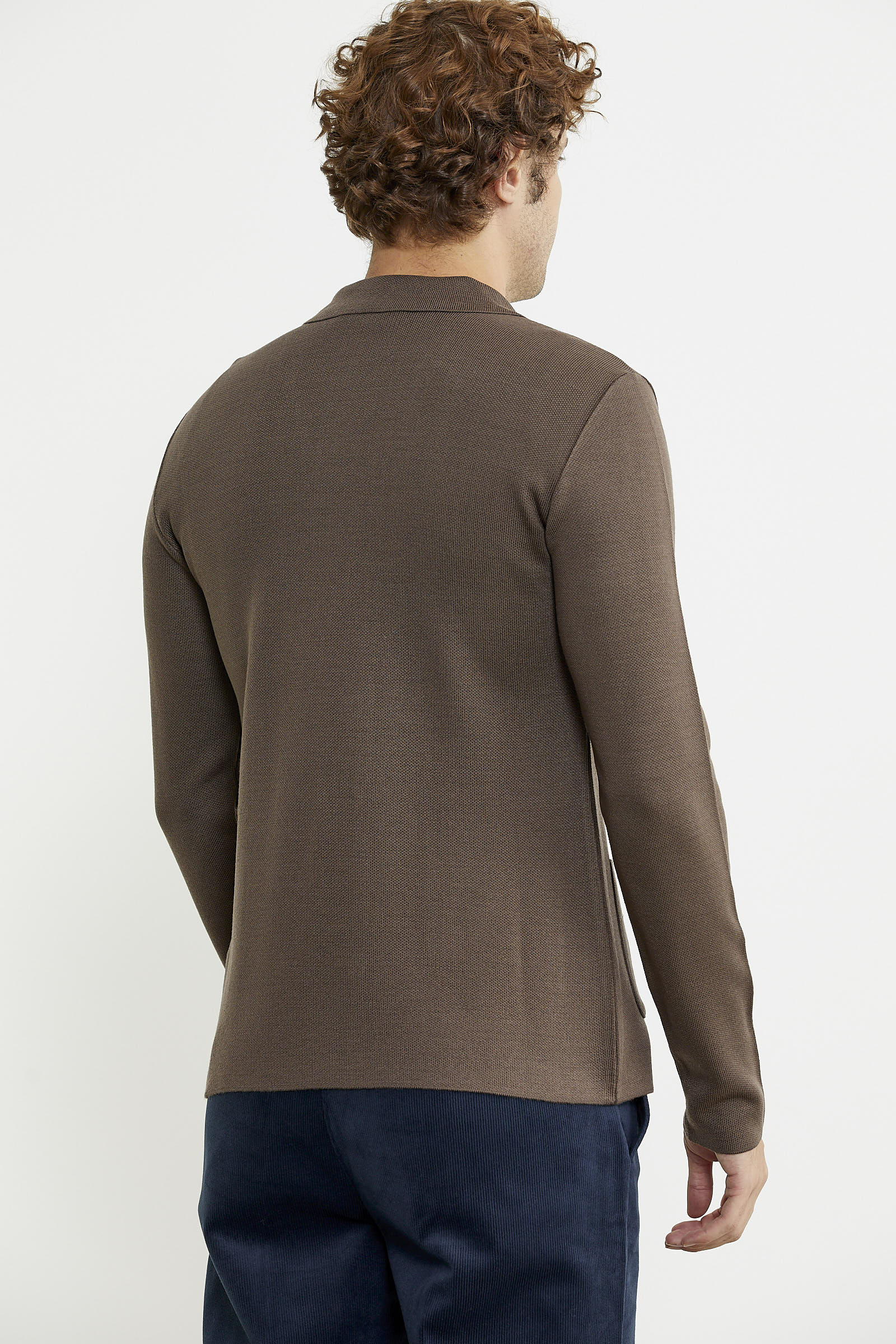 Kruvaze Düğmeli Yünlü Triko Ceket - Vizon - Sementa