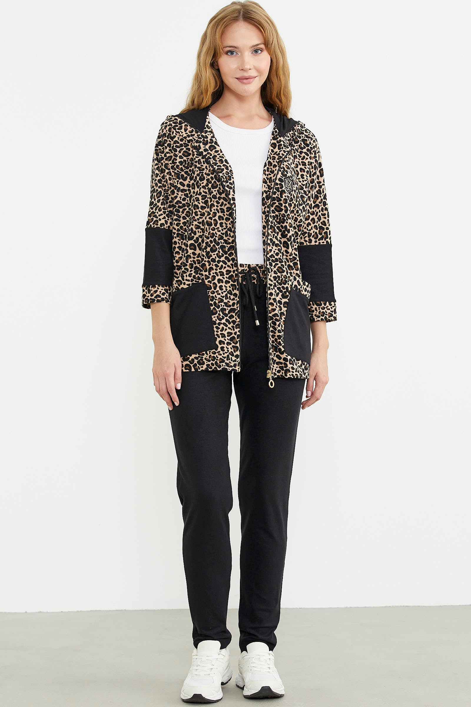 Leopar Desenli Cepli Rahat Kalıp Takım - Kahve - Sementa