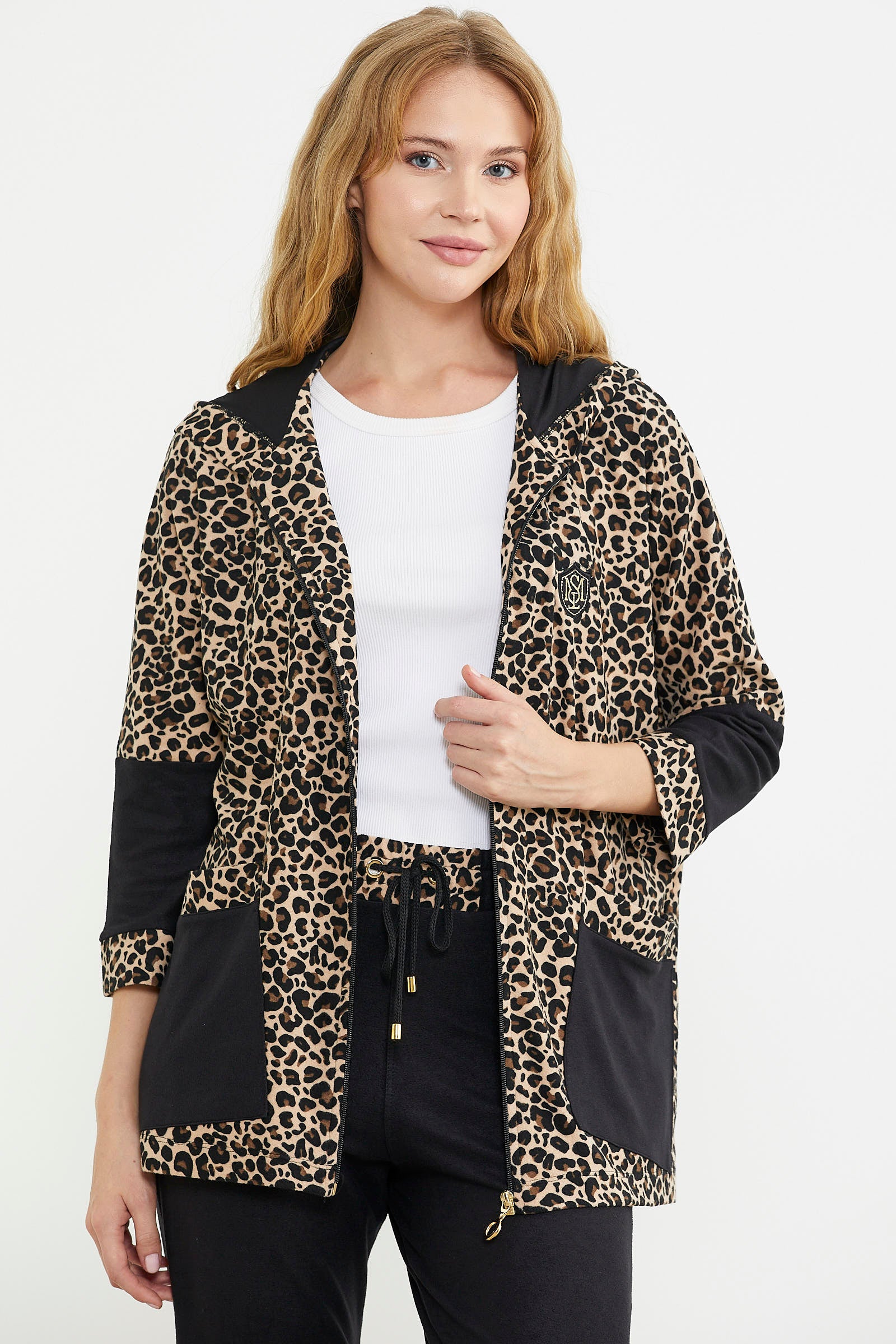 Leopar Desenli Cepli Rahat Kalıp Takım - Kahve - Sementa