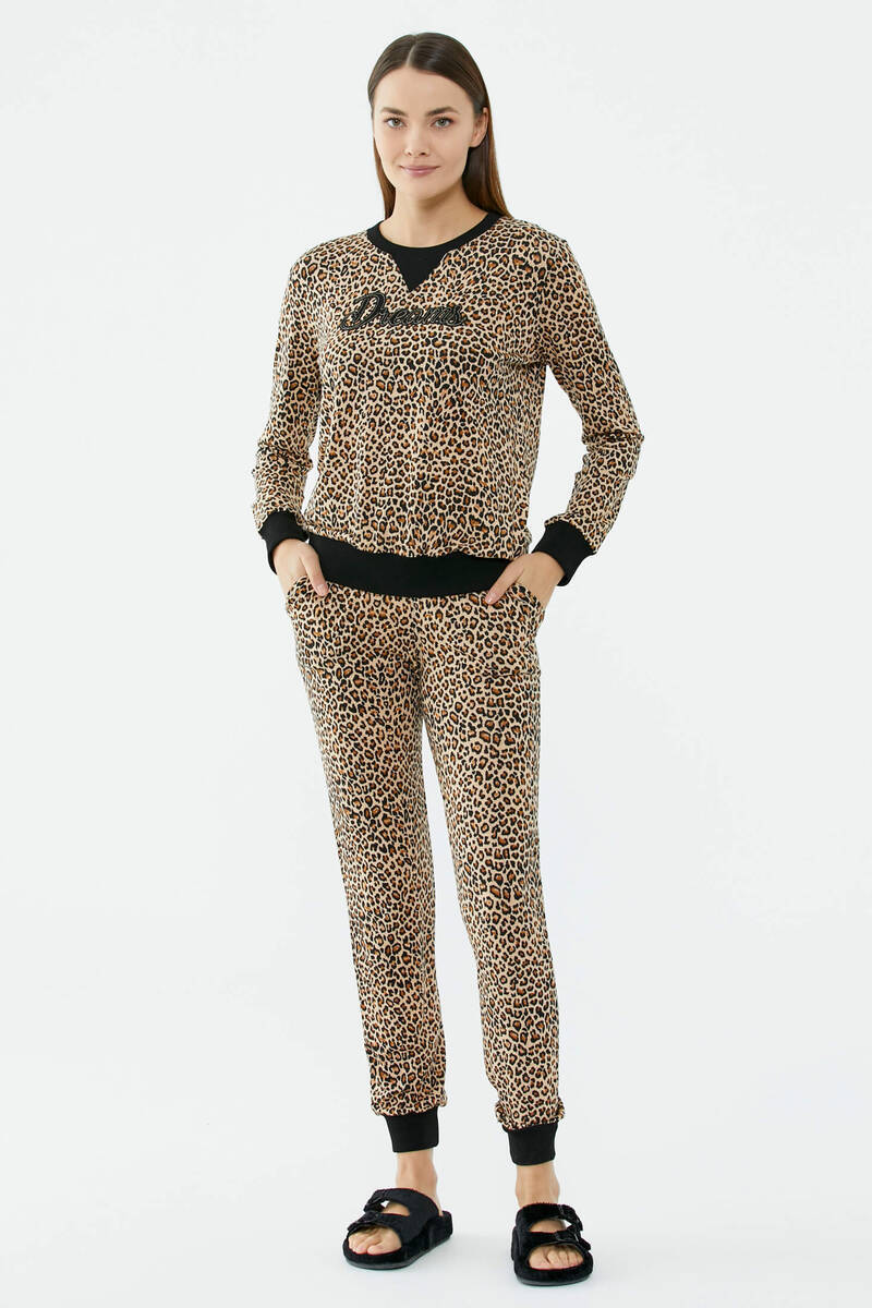 Leopar Desenli Pijama Takım - Siyah (1) Sementa