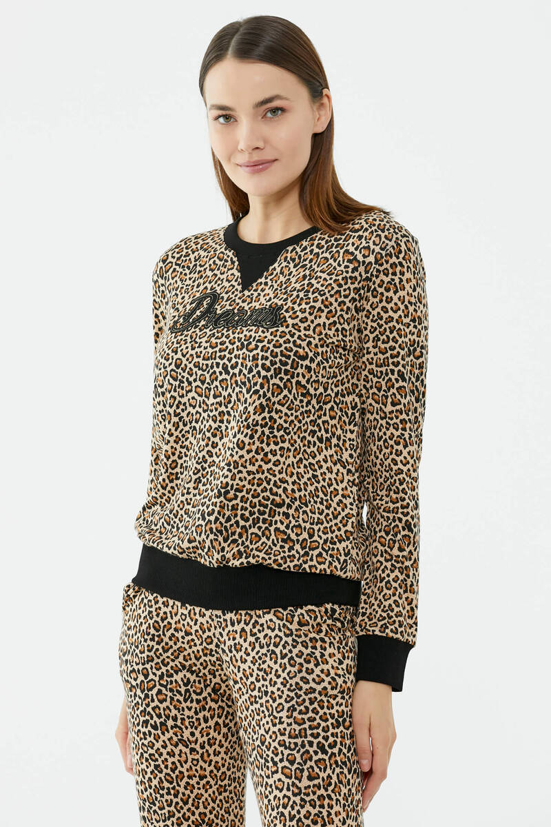 Leopar Desenli Pijama Takım - Siyah (2) Sementa