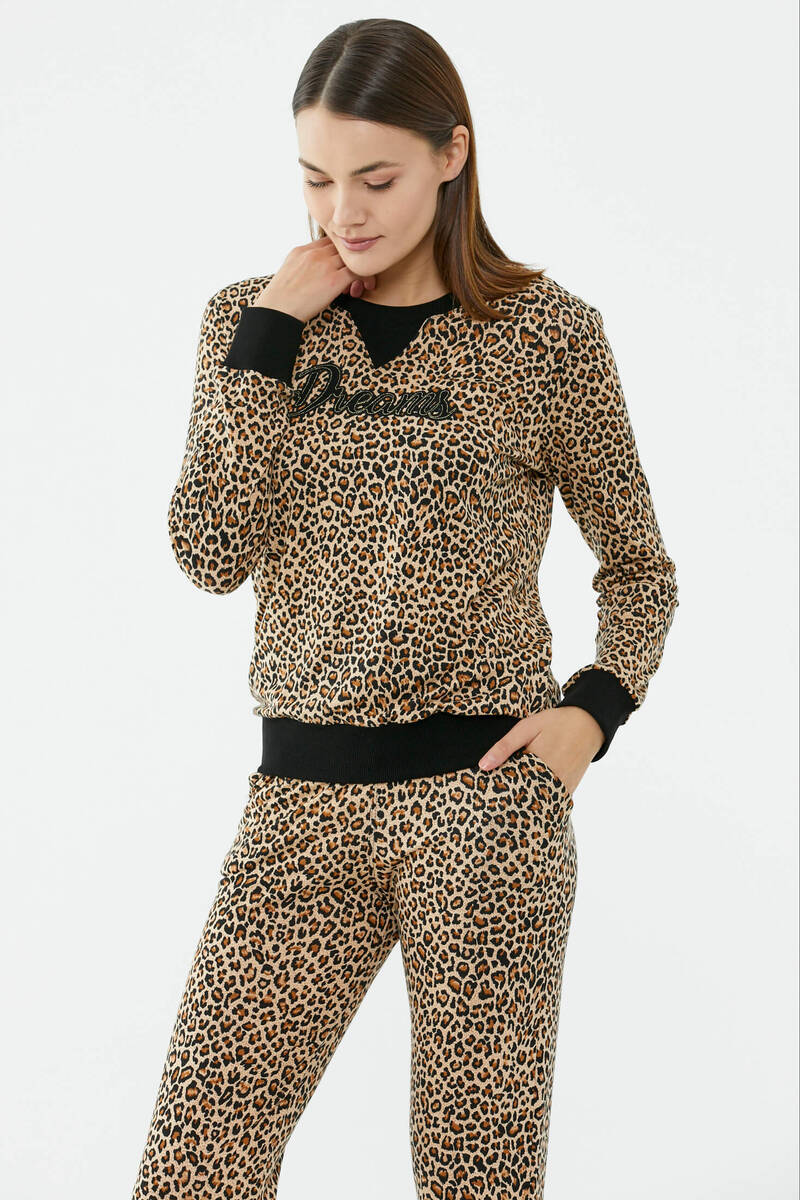 Leopar Desenli Pijama Takım - Siyah (3) Sementa