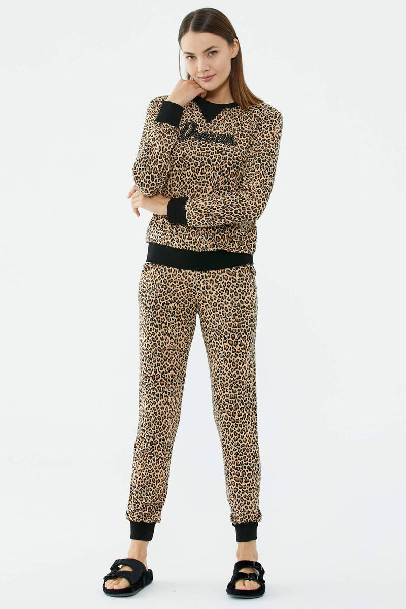 Leopar Desenli Pijama Takım - Siyah (4) Sementa