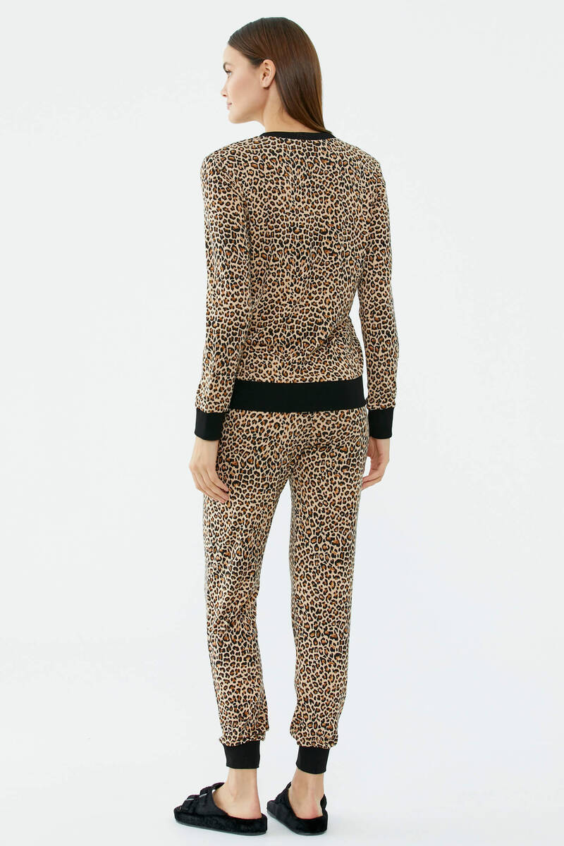 Leopar Desenli Pijama Takım - Siyah (5) Sementa