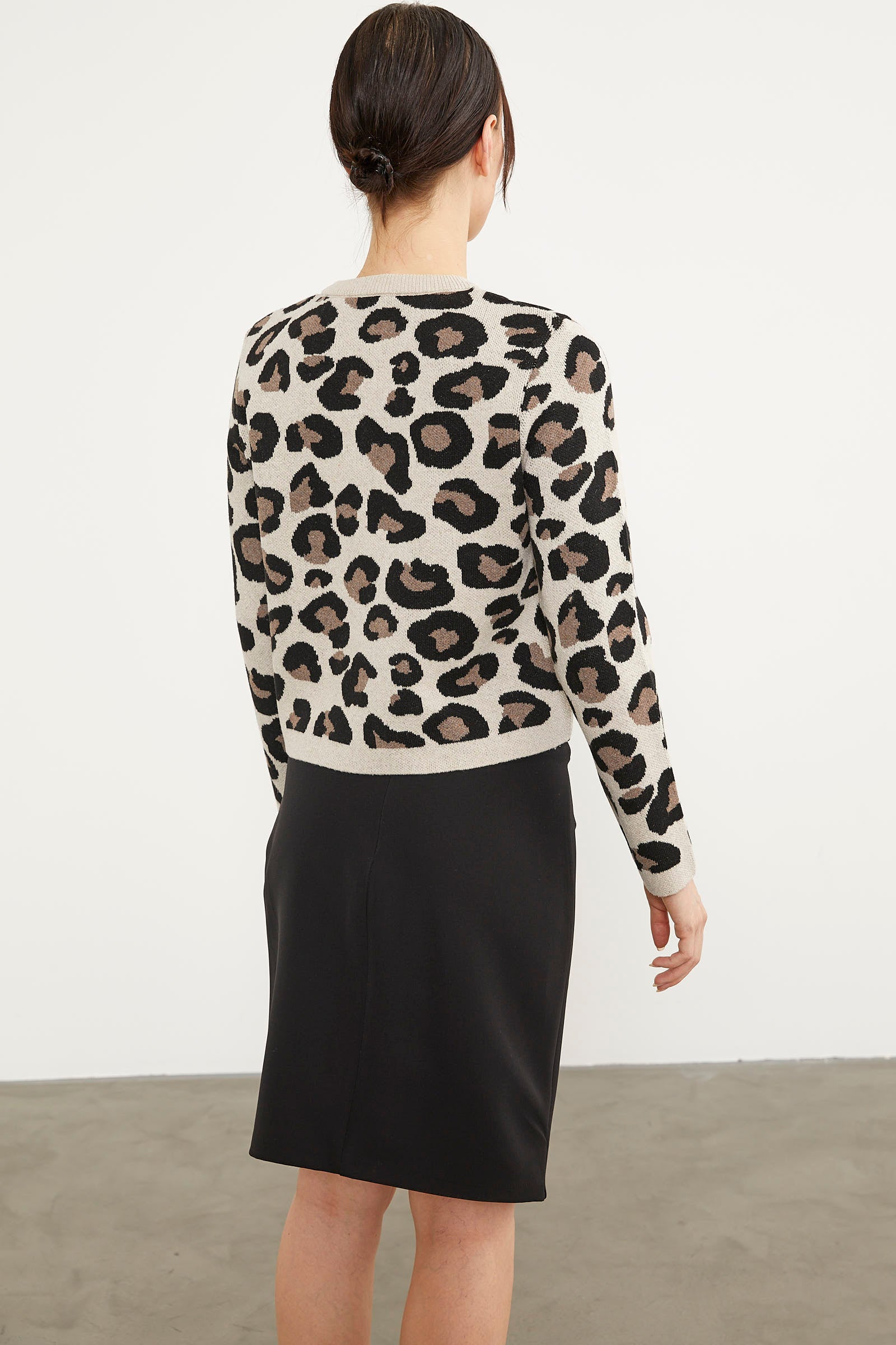 Leopar Desenli Triko Hırka - Bej (5) Sementa