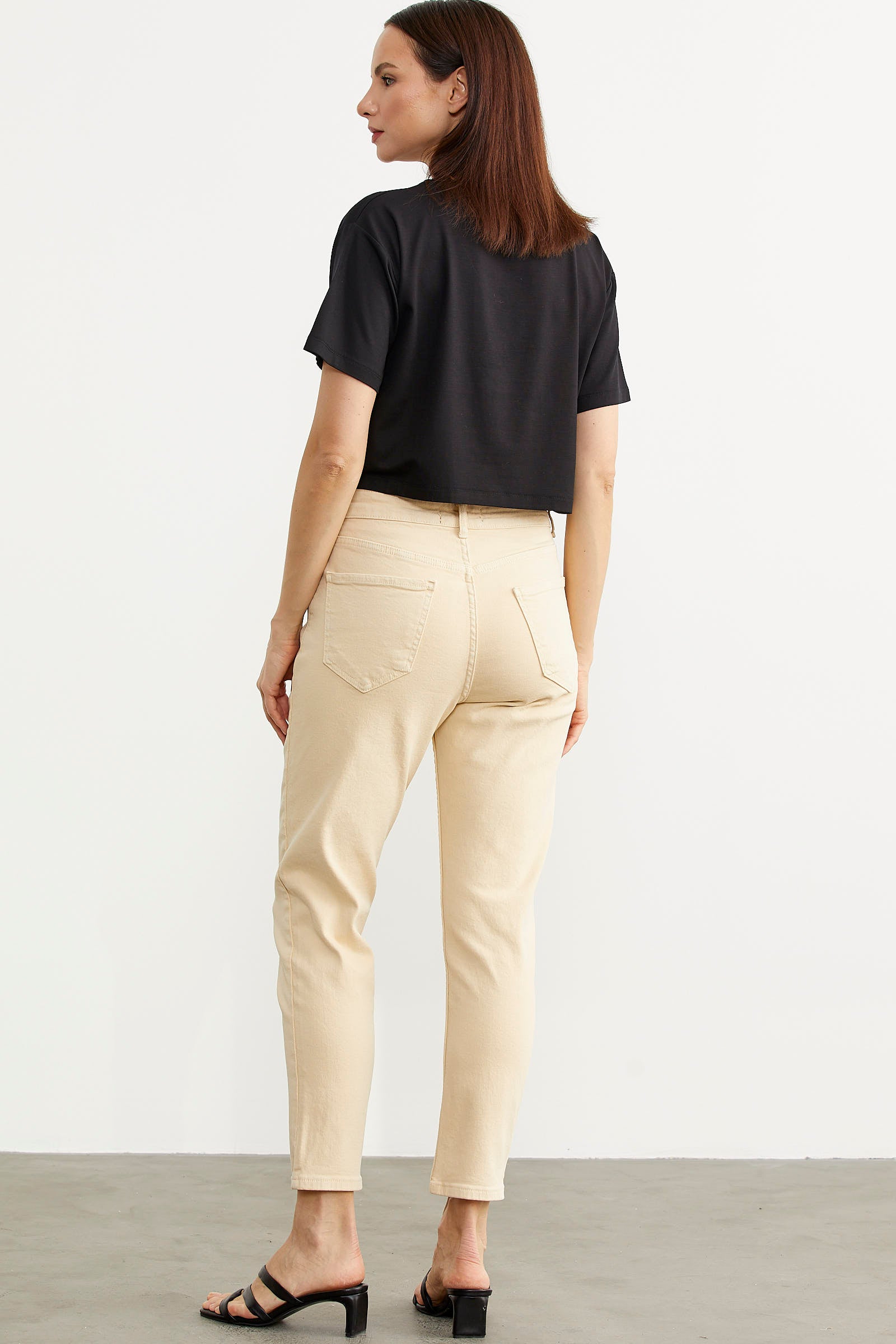 Likralı Fit Mom Jean - Bej (5) Sementa