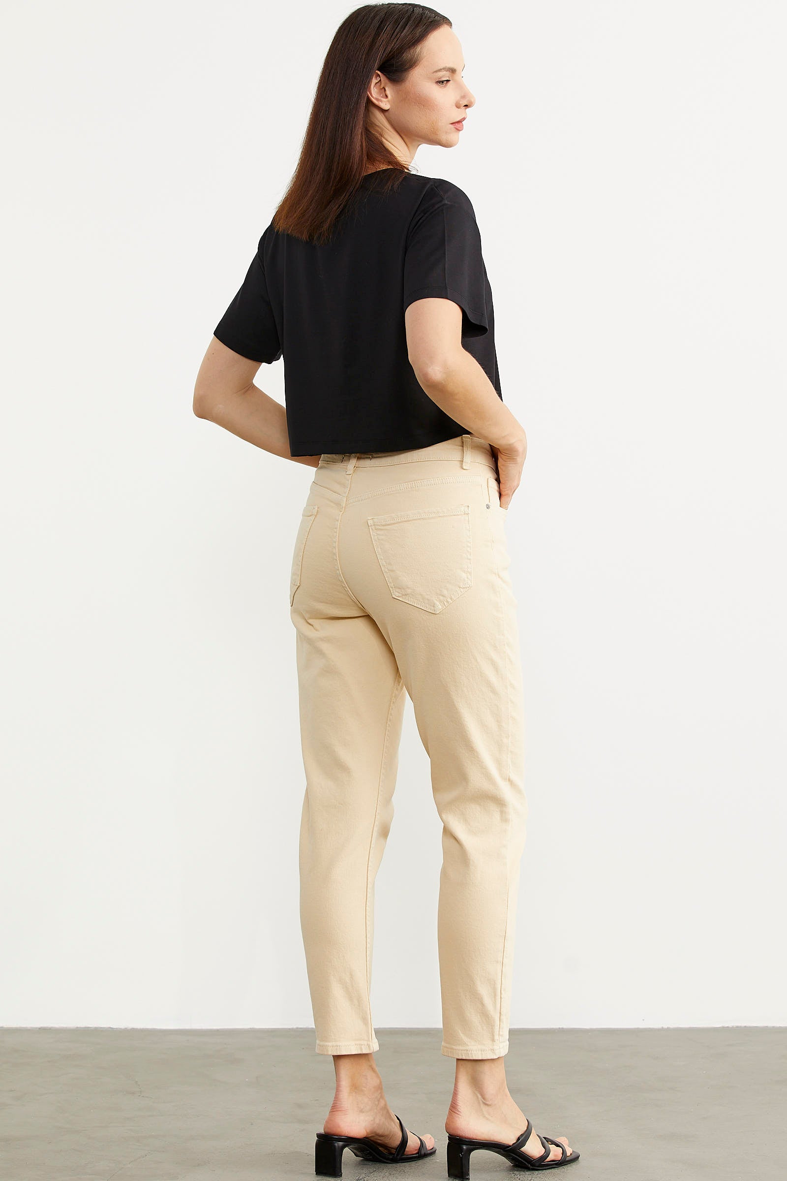 Likralı Fit Mom Jean - Bej (6) Sementa