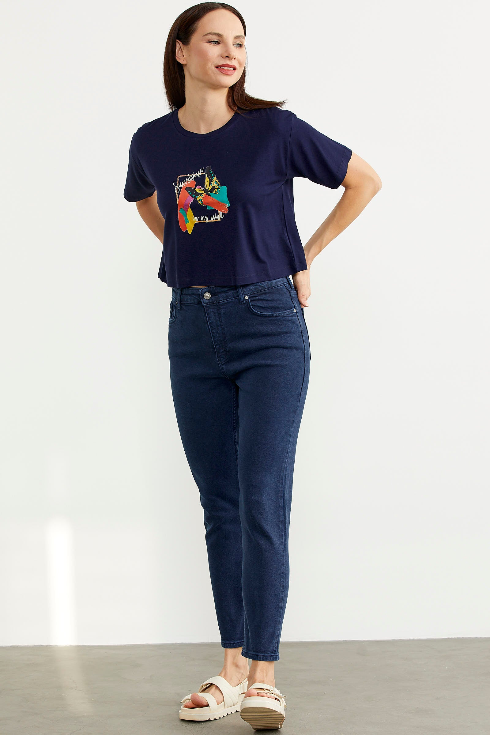 Likralı Fit Mom Jean - Lacivert (2) Sementa