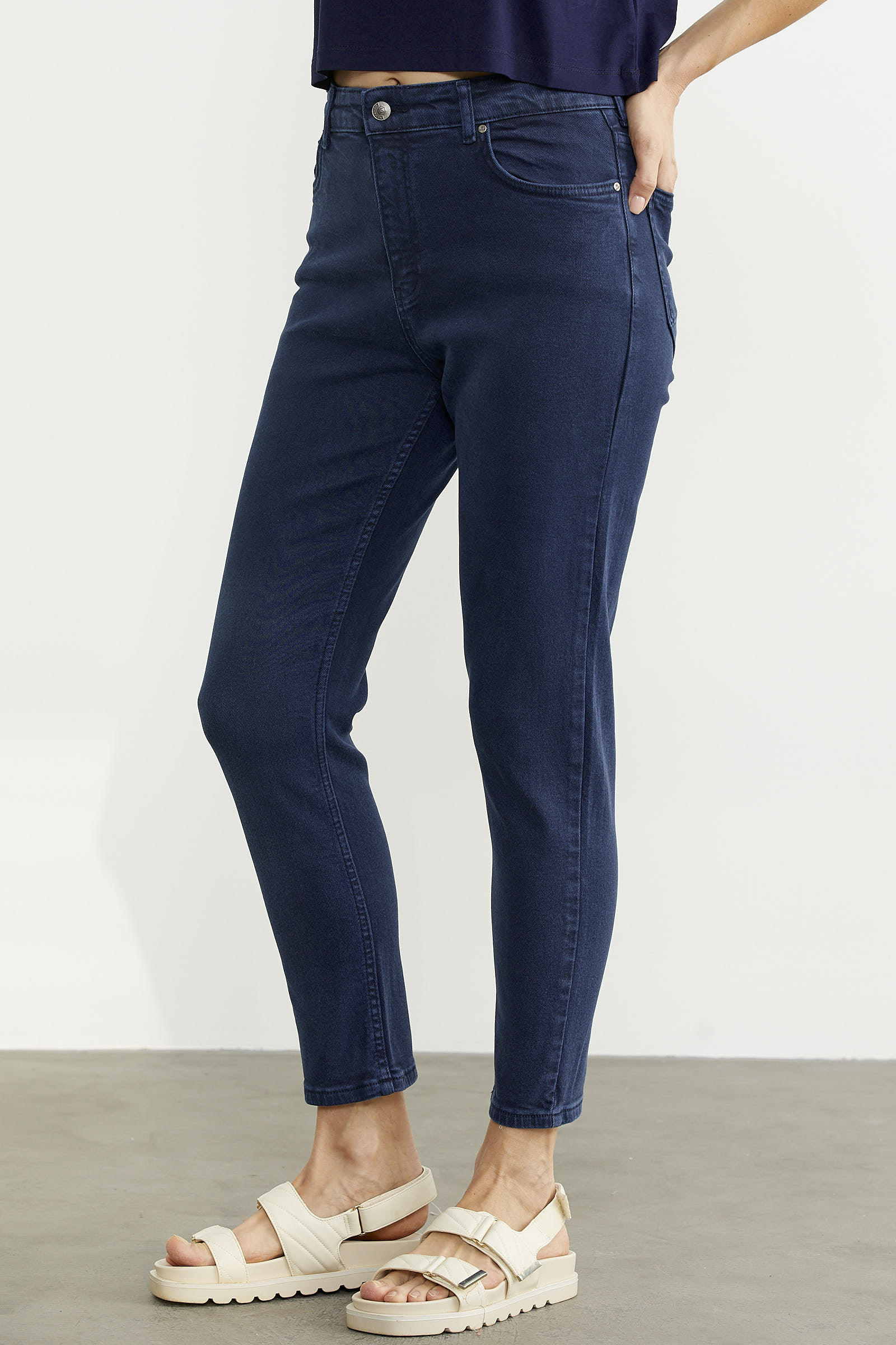 Likralı Fit Mom Jean - Lacivert (3) Sementa