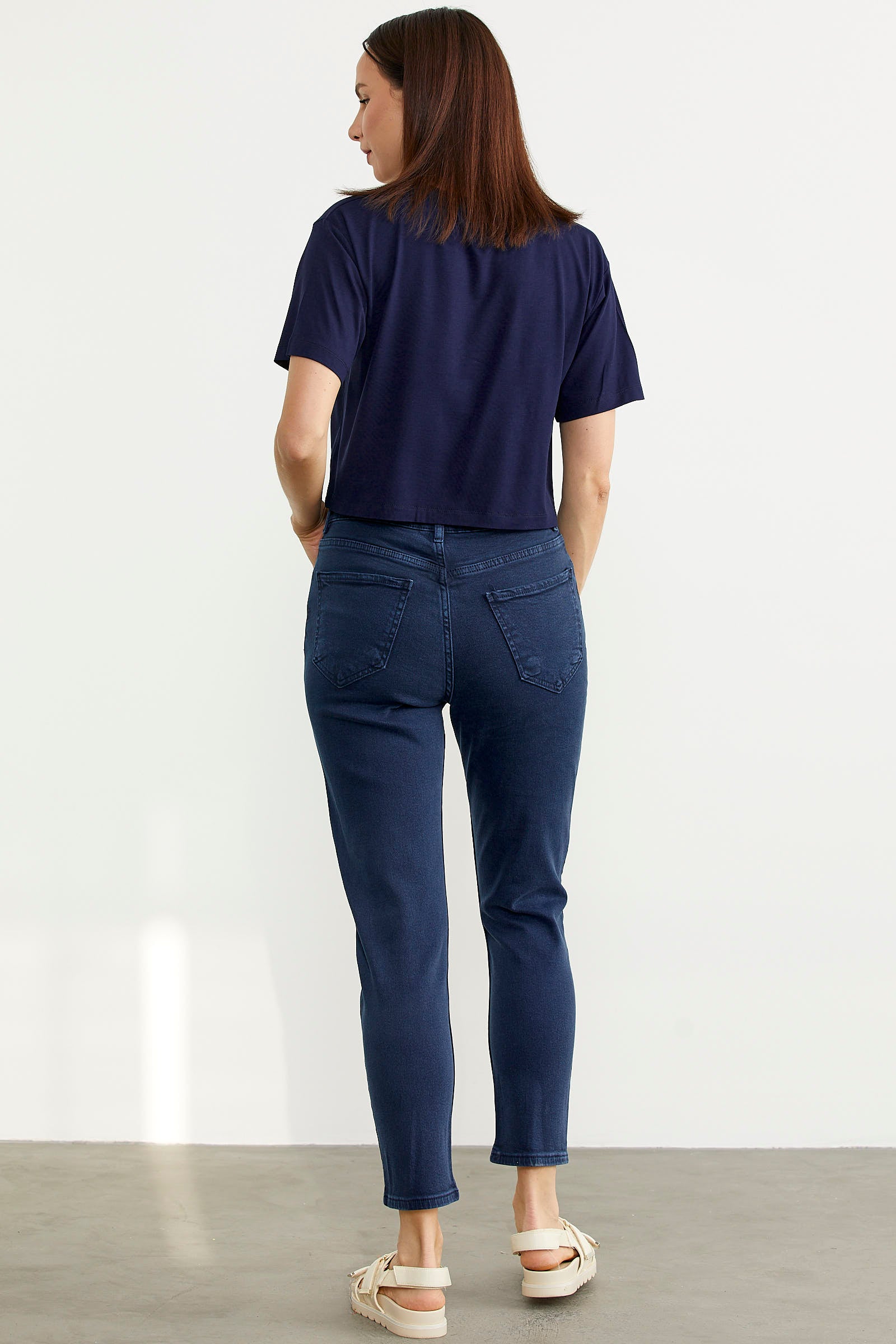 Likralı Fit Mom Jean - Lacivert (5) Sementa