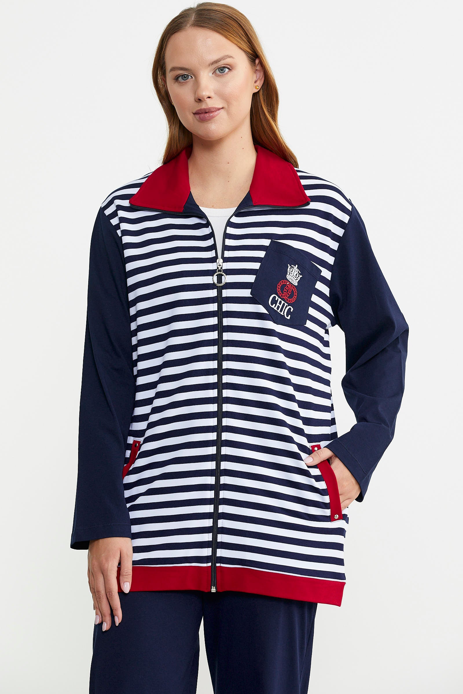 Marine Çizgili Mevsimlik Penye Takım - Lacivert - Sementa