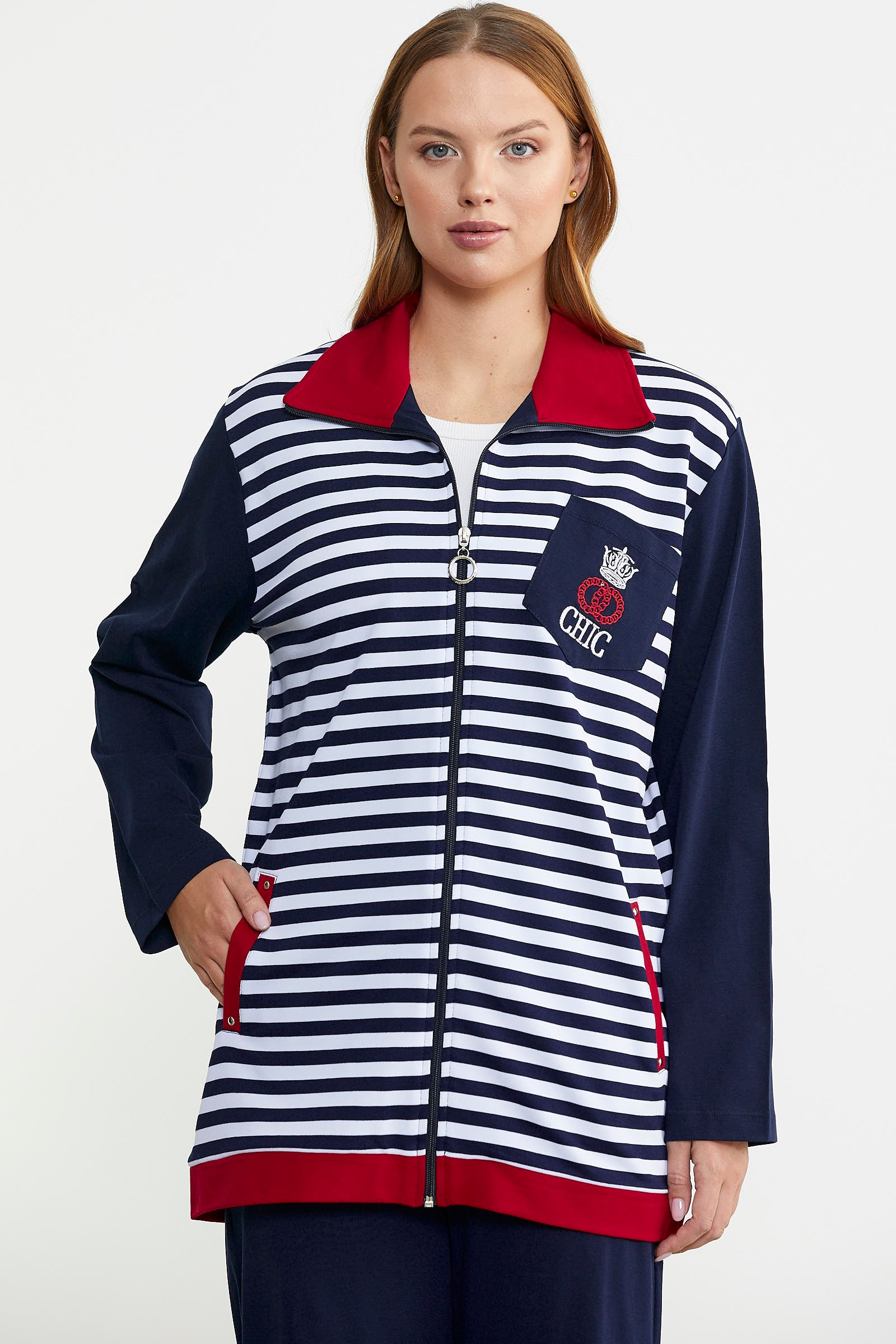 Marine Çizgili Mevsimlik Penye Takım - Lacivert - Sementa