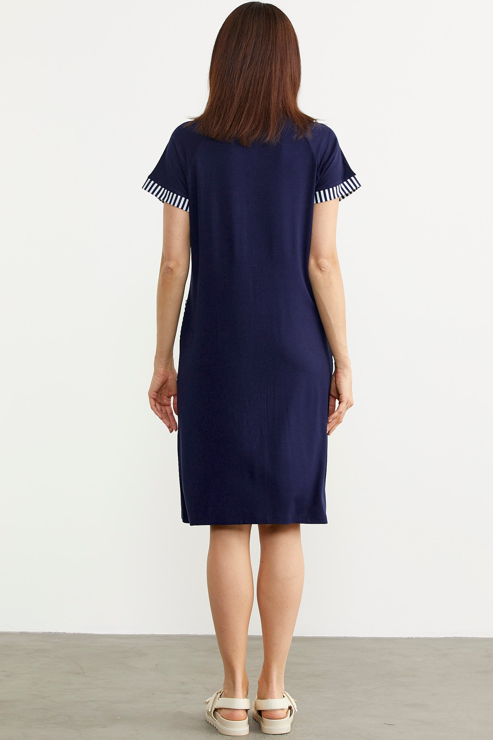 Marine Detaylı Düğmeli Penye Elbise - Lacivert (7) Sementa