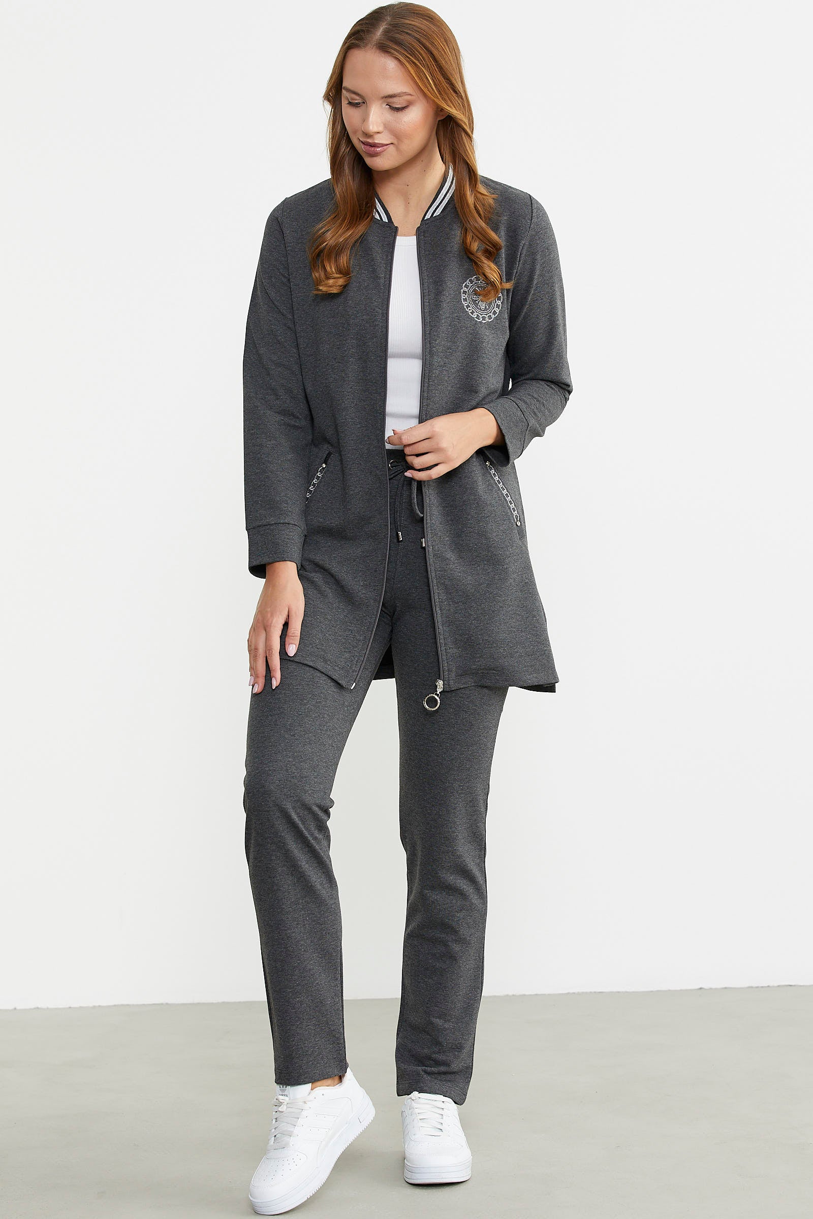 Marine Detaylı Tunik Eşofman Takım - Antrasit - Sementa