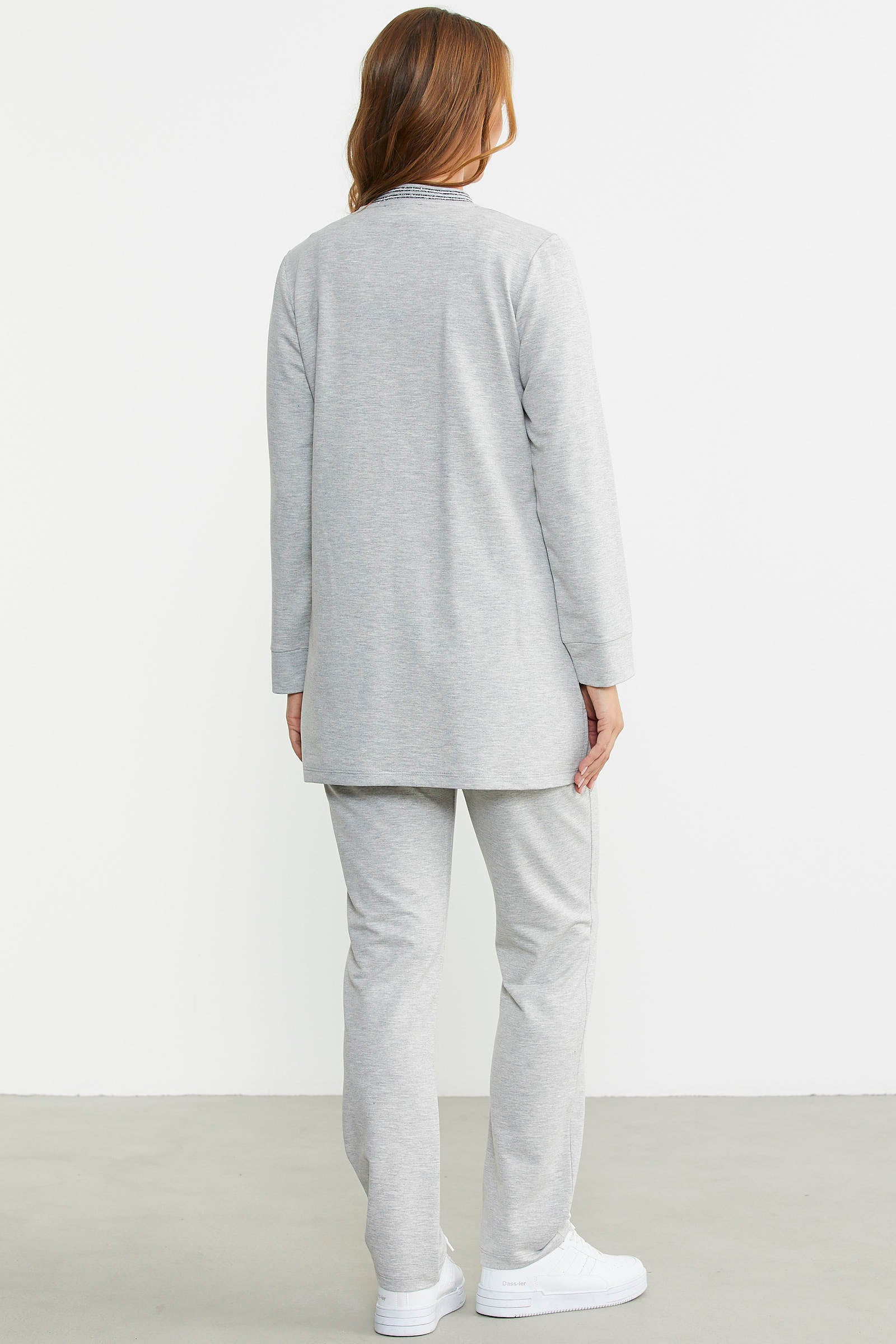 Marine Detaylı Tunik Eşofman Takım - Gri - Sementa